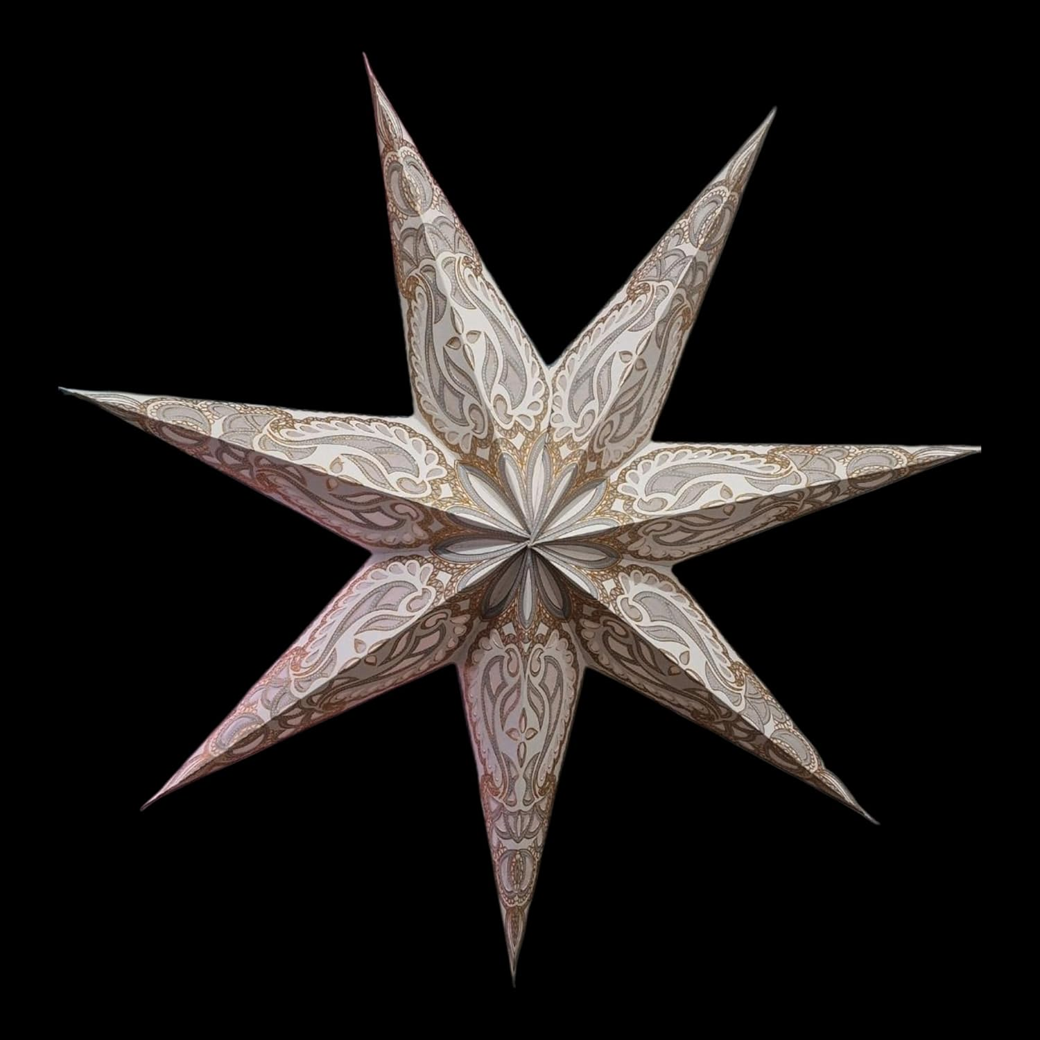 YEPSIO Lantern Lampshade Paper Star Light Shades Large 60Cm Hanging Decorations for Christmas Wedding Home Decoration Birthday Party Foldable 7 Pointed Star (Glitter, White, Grey, Golden)