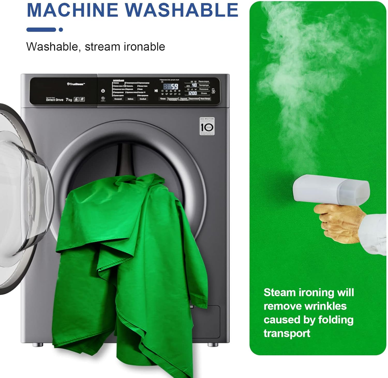 EMART 6X9Ft/1.8X2.8M Green Screen for Photography, Photo Background Backdrop for Video Studio, Photoshoot, Live Streaming, Zoom, 4 Clips Included image number 5