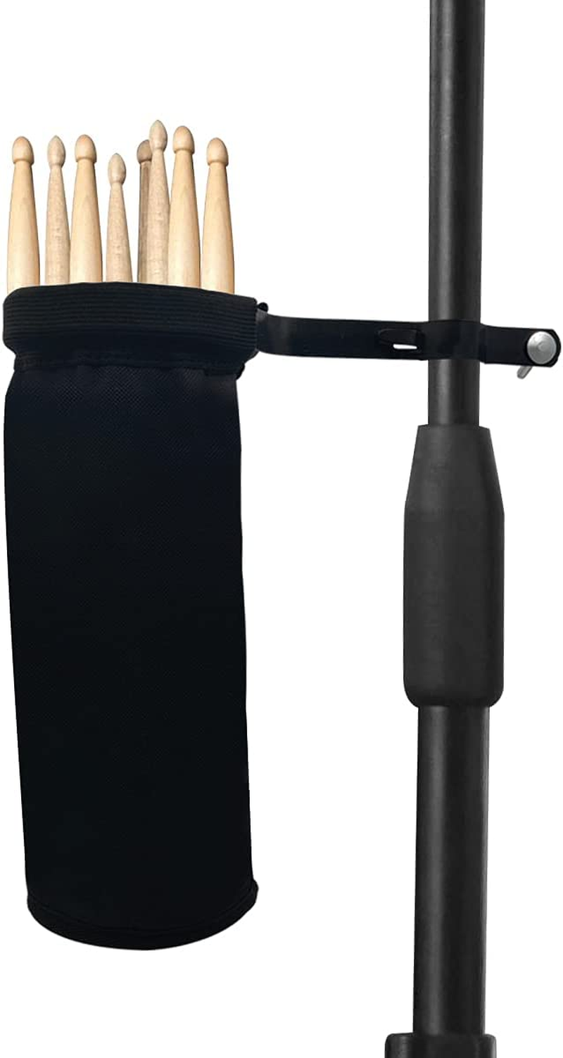 Drumstick Container Bag, Drum Stick Holder Drumstick Nylon Bag for Drum Set Clamp on Stick Holder Bag Container(Black)