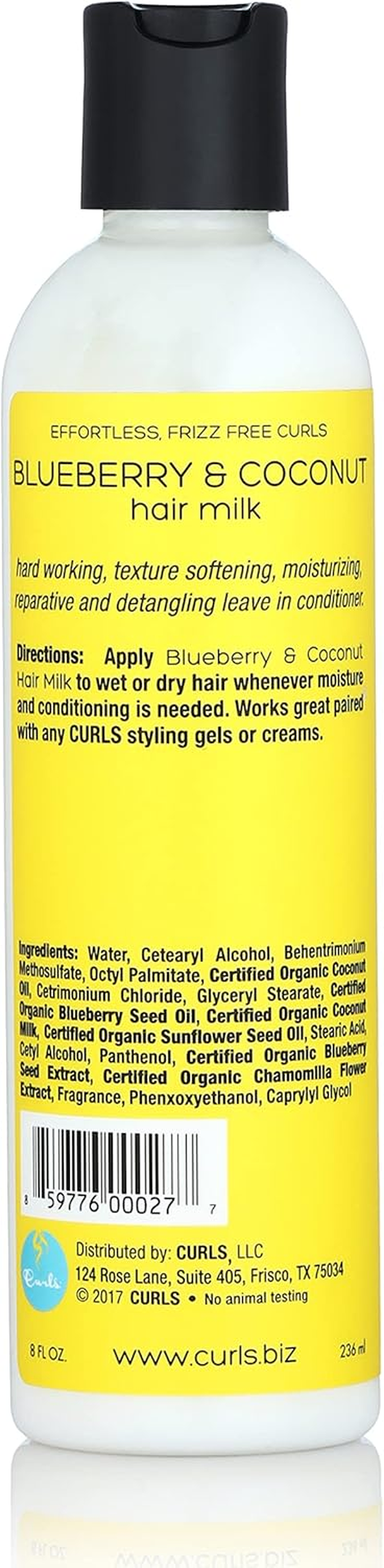 Curls Blueberry Bliss Blueberry & Coconut Hair Milk - 8 Fl Oz, Leave in Conditioner and Styler, Moisturizing & Nourishing, for Curly, Natural, and Coily Hair image number 2