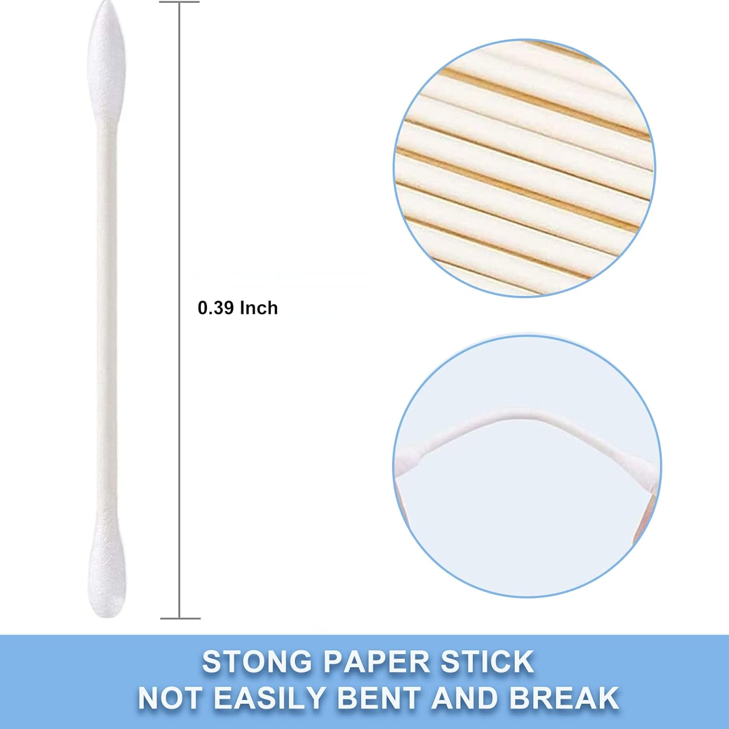 Cotton Swab Individually Wrapped, 200 Count Natural Cotton Buds, Double Tipped Cotton Tips for Ear, Beauty Care, Cleaning (White, round & Pointed Shape Cotton Heads) image number 5
