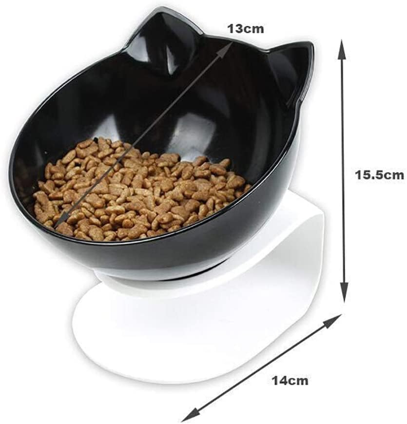 Double Elevated Cat Bowls with Raised Stand, 15 Tilted Cat Bowl Design Neck Guard Stand Raised Pet Food Water Feeder Bowl for Cats or Small Dogs image number 6