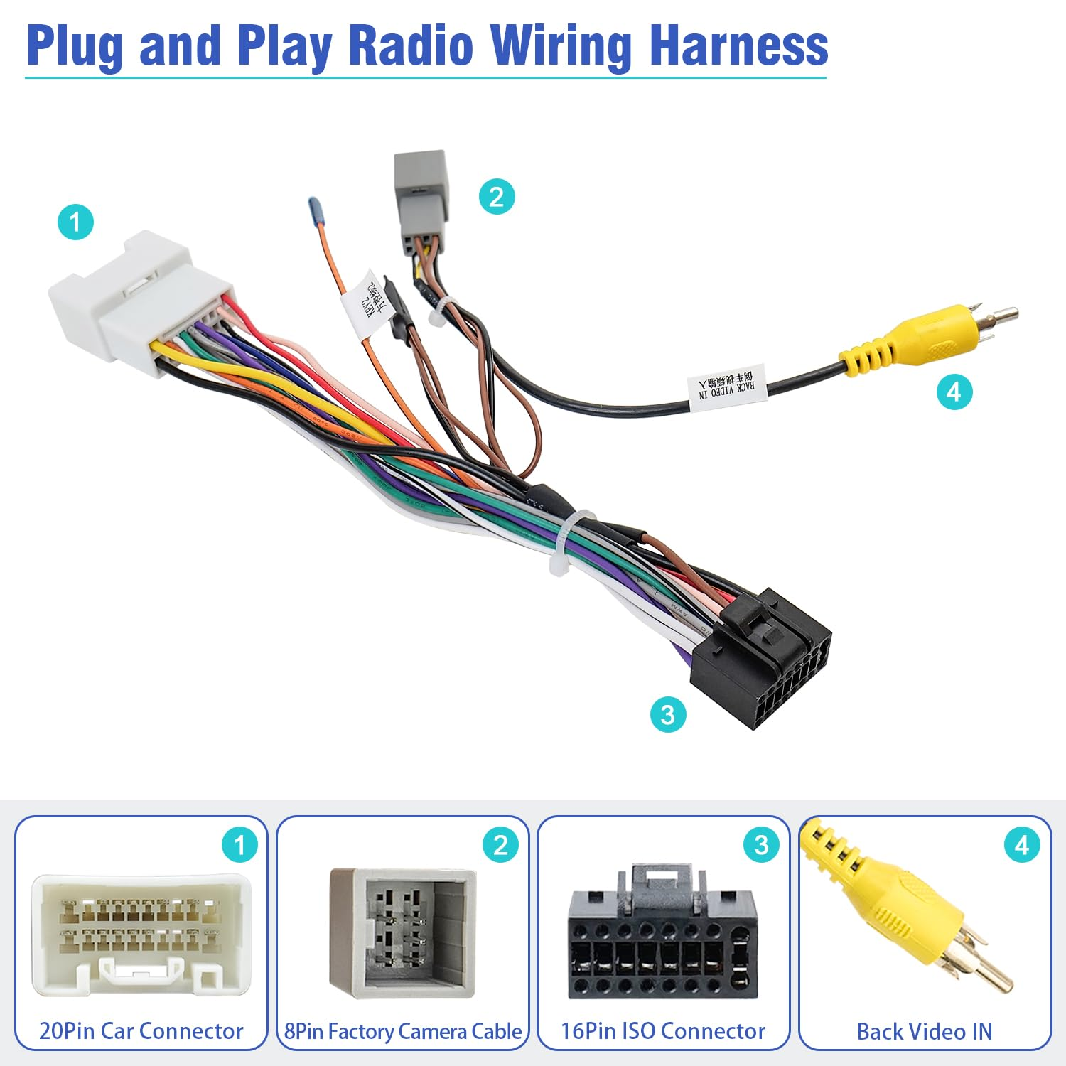 20Pin Radio Wire Harness for Mitsubishi Stereo Wiring Adapter Kit,Android Radio Wiring Harness with RCA Connector Compatible with Mitsubishi Lancer Outlander Pajero Mirage Triton image number 6