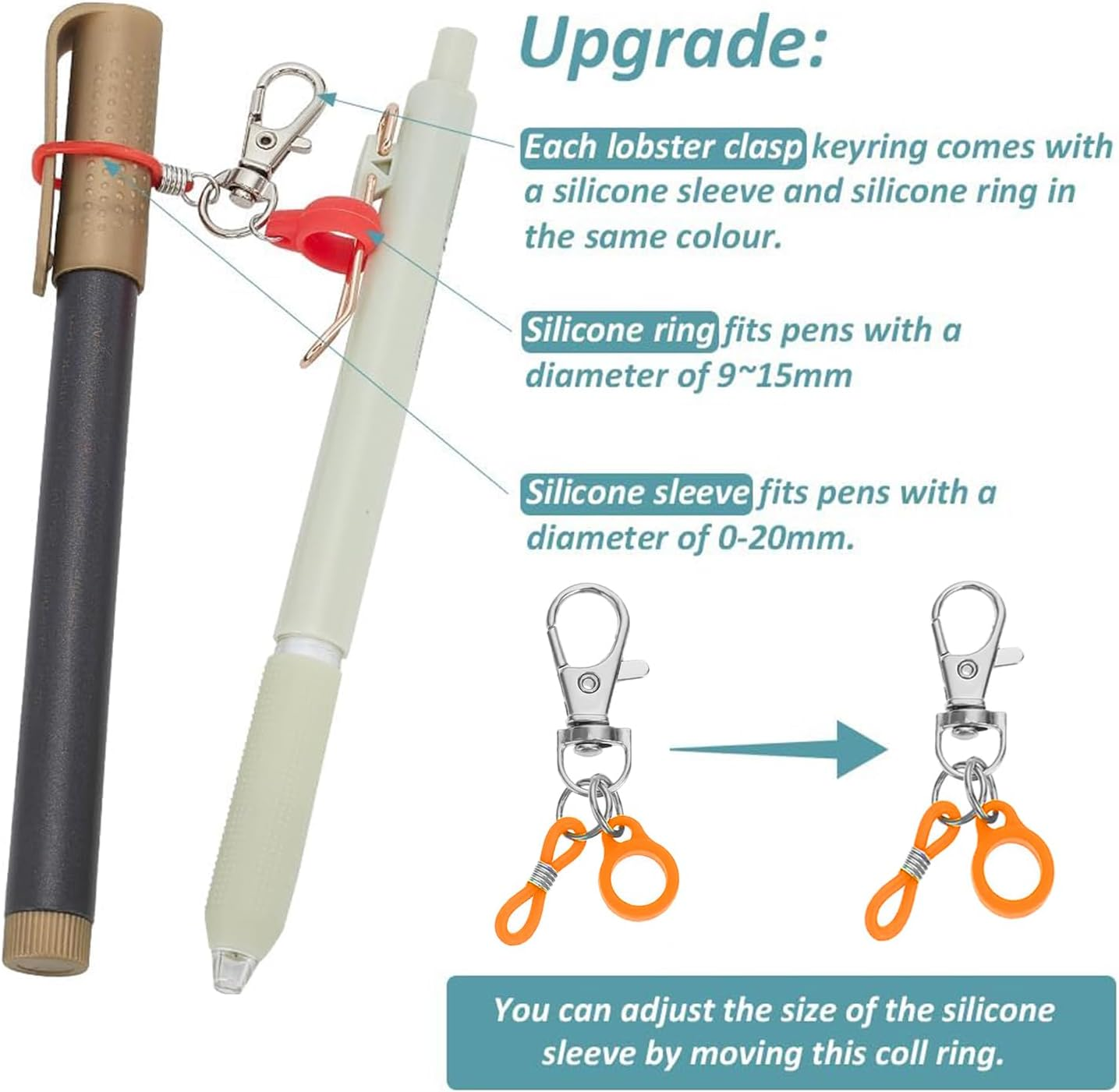 Xinghonyac 12 Pcs Silicone Pen Holder Clip, Colorful Pen Clips, Pen Clip with Lobster Clasp, Pen Holder for Lanyard Clip, Pen Lanyard for Nurses, Can Be Hung on Backpacks, Belts, Wallets image number 2