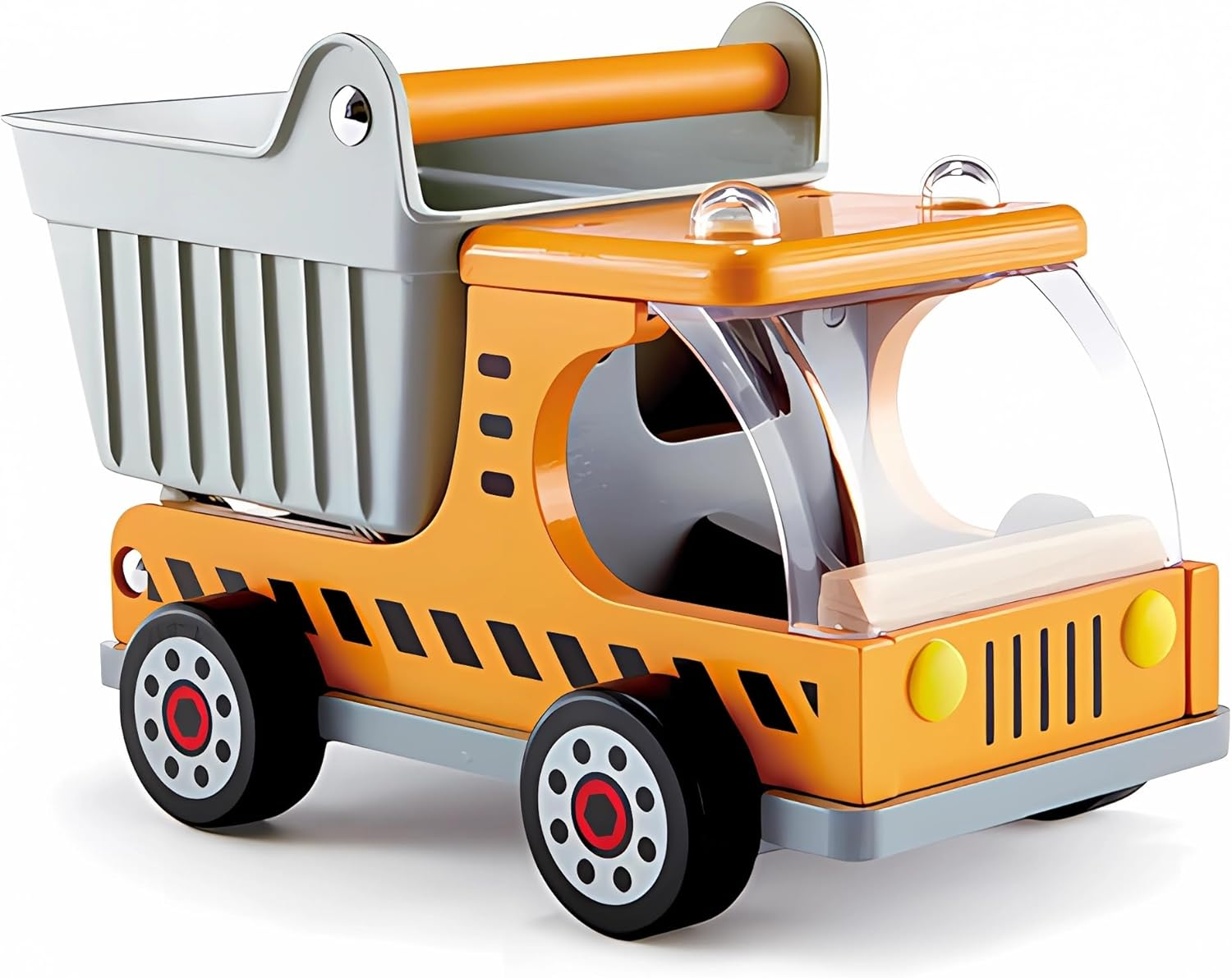 Hape Wooden Dumper Truck Toy &ndash; Construction Vehicle for Kids 3Y+ &ndash; Durable, Smooth-Rolling Wheels &ndash; Imaginative Play & Motor Skills Development &ndash; Eco-Friendly & Safe image number 3