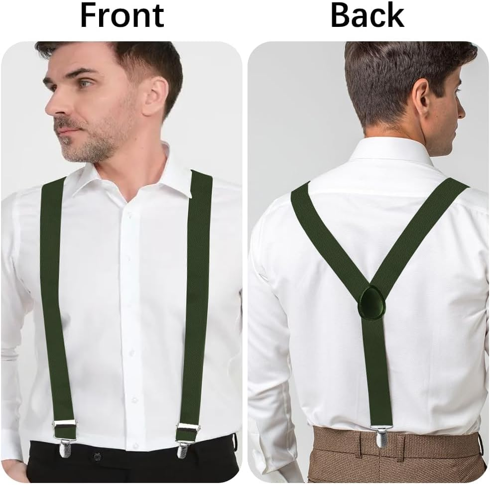 Men'S Suspenders, 1PCS 3 Hooks and Elastic Straps Y-Back, Dress Duty Braces for Heavy Duty, Big and Tall image number 1