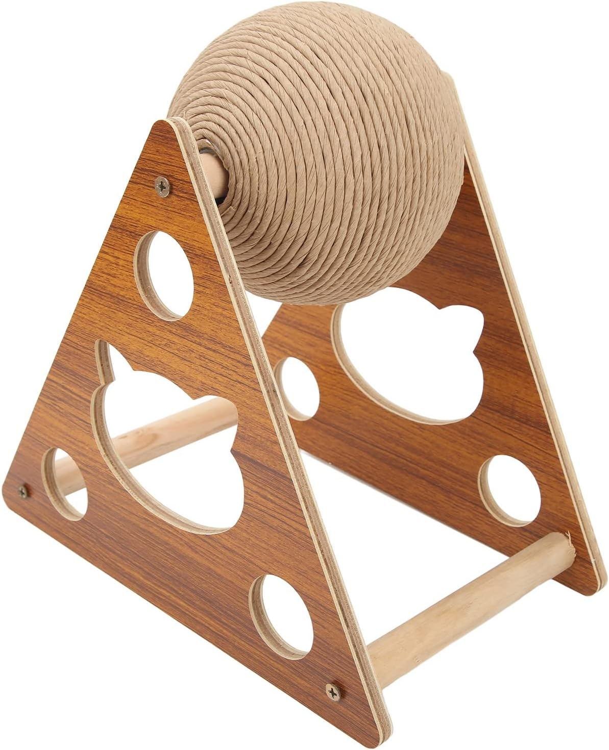 Cat Scratcher Toy, Sisal Cat Scratching Ball Cat Scratcher Toy with Ball, Interactive Solid Wood Scratcher Pet Toy Scratching Ball for Cats and Kittens (S) image number 6