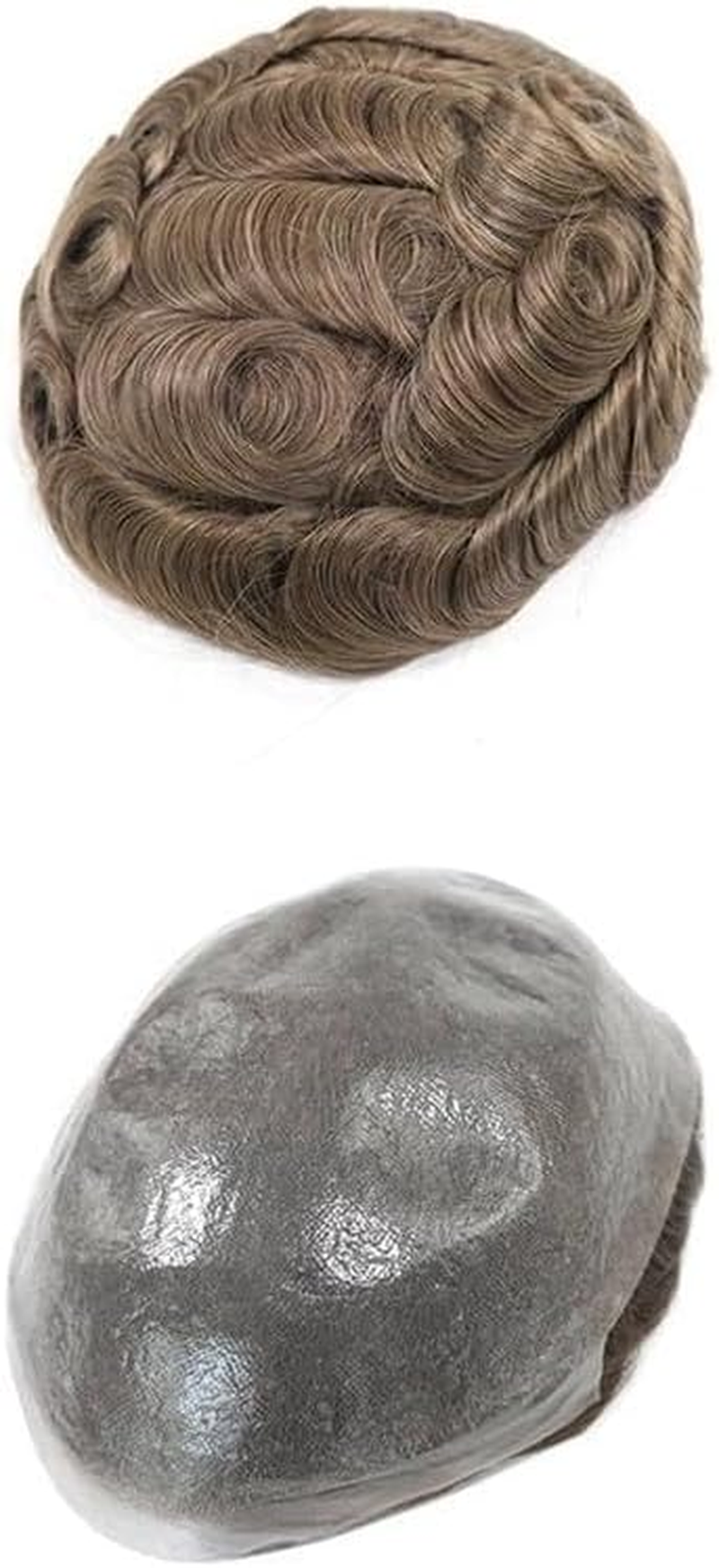 Replacement 0.08Mm Thin Skin Human Hair Men Toupee 18# Color Full PU Base Hairpiece Male Capillary Prothesis Systems image number 5