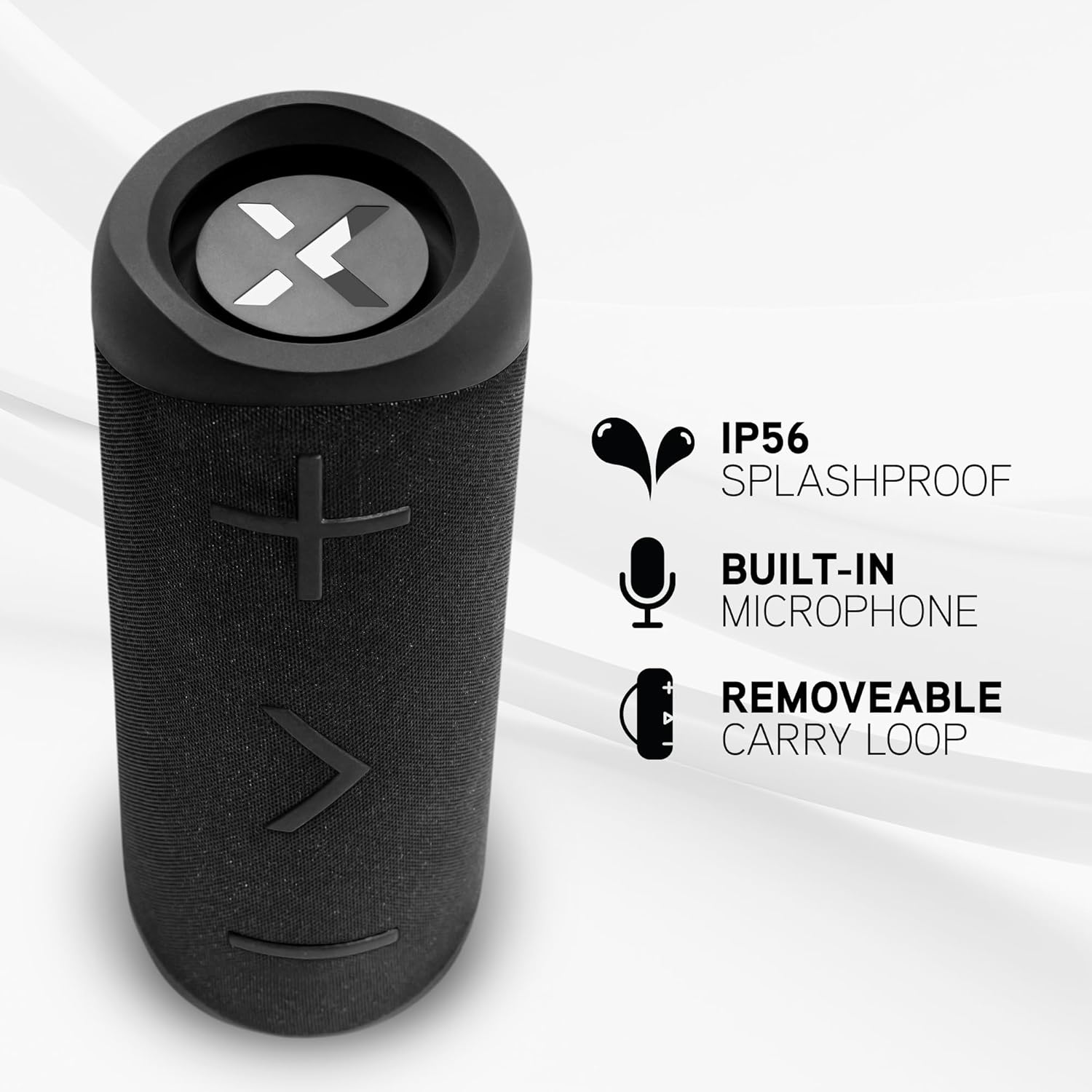 Blueant X2I Portable Bluetooth Speaker, 20W Powerful Sound, IP56 Splashproof, 12Hr Battery Life, Built-In Microphone, Duo Mode Wireless Pairing, AUX Input, Black - Black image number 3
