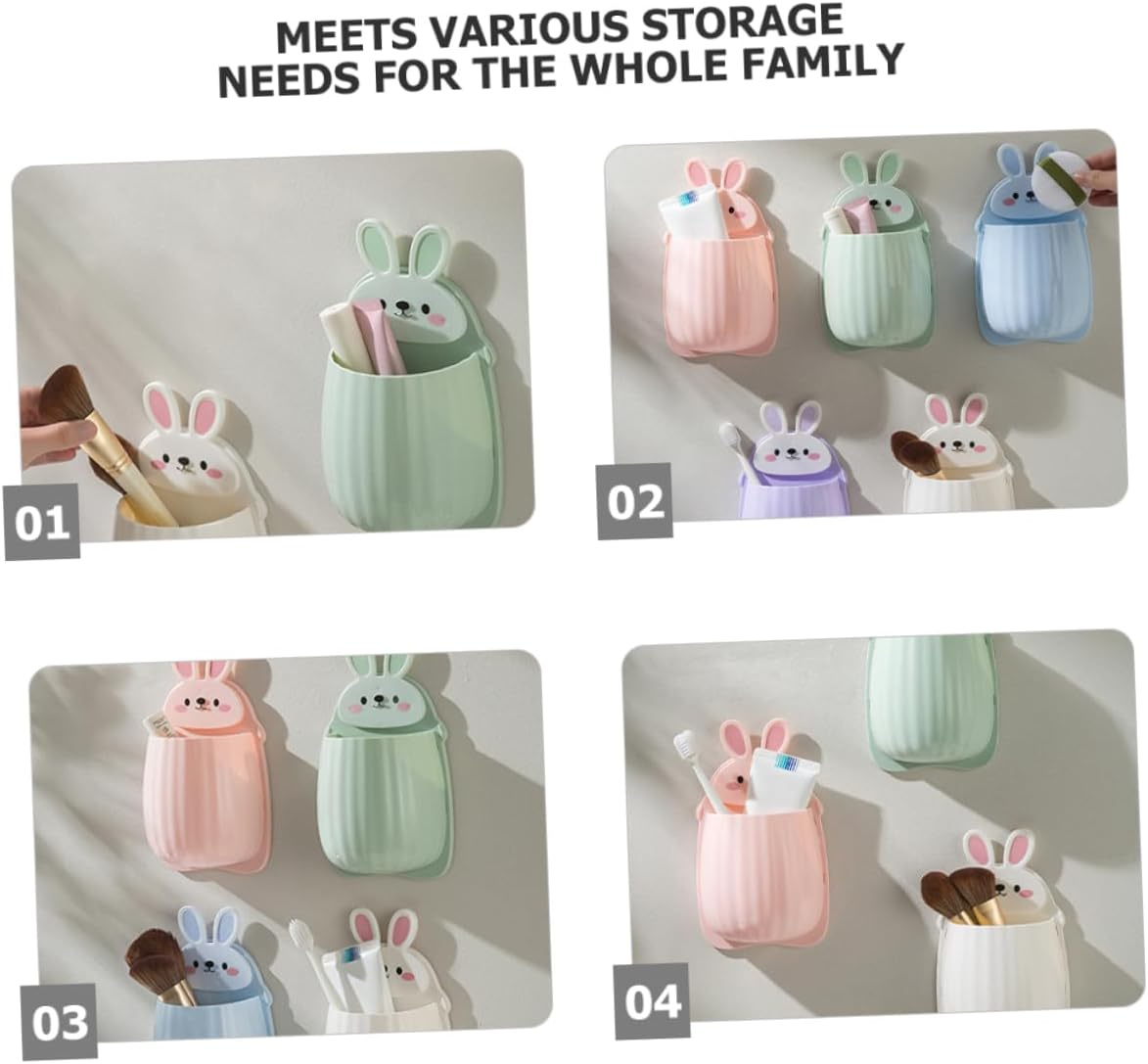 5Pcs Toothbrush Organizer Wall Mount No Drilling Storage Box for Toothpaste Remotes Wall Mount Basket for Home Bathroom image number 5