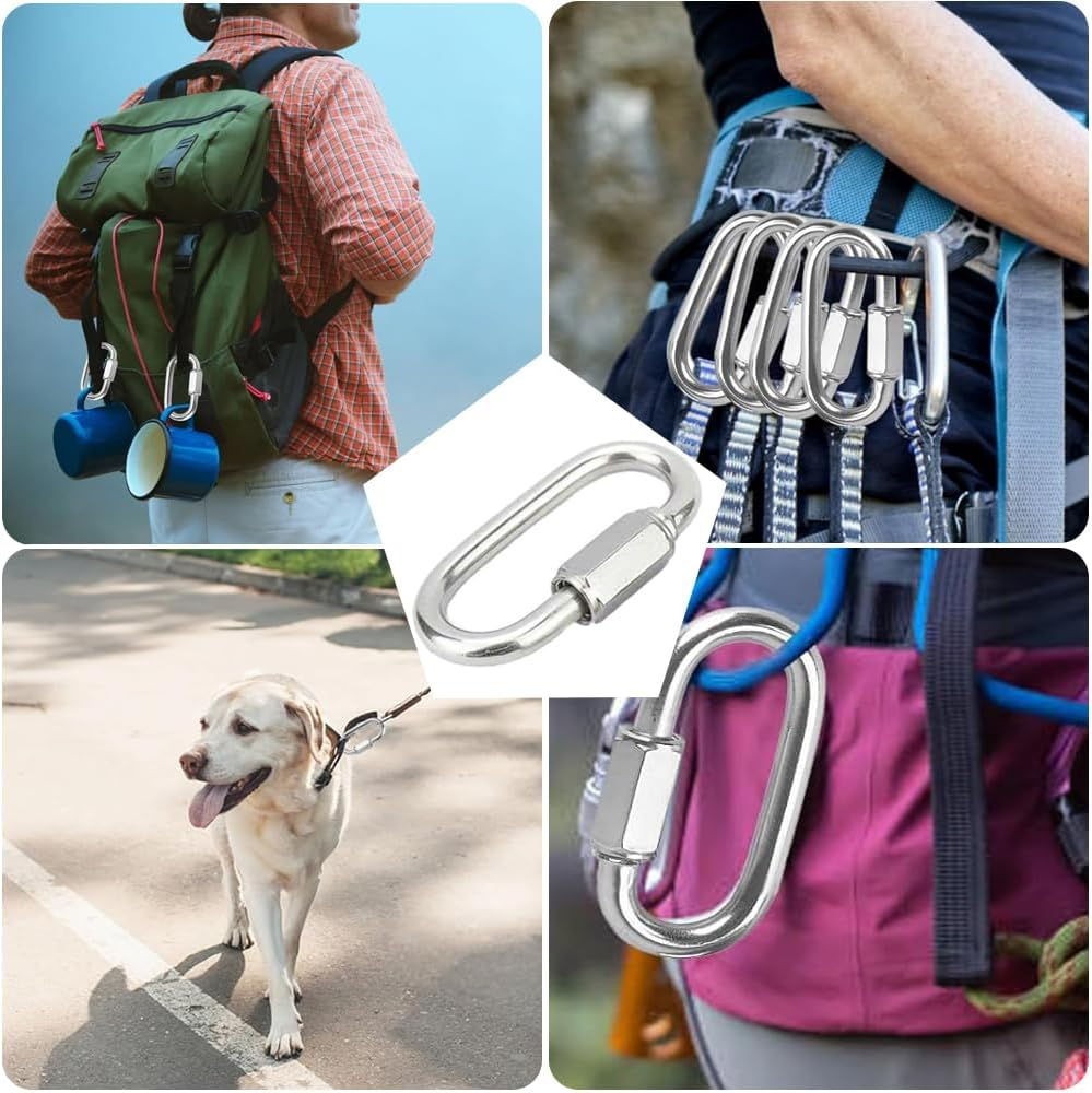 10 Pcs Quick Link Buckles, M3.5 Stainless Steel Chain Links, D-Shaped Locking Quick Connectors, Used for Rust Proof Links of Backpacks, Swings, Pet Chains, Sunshade Sails, Repair Links (1.45In Length)