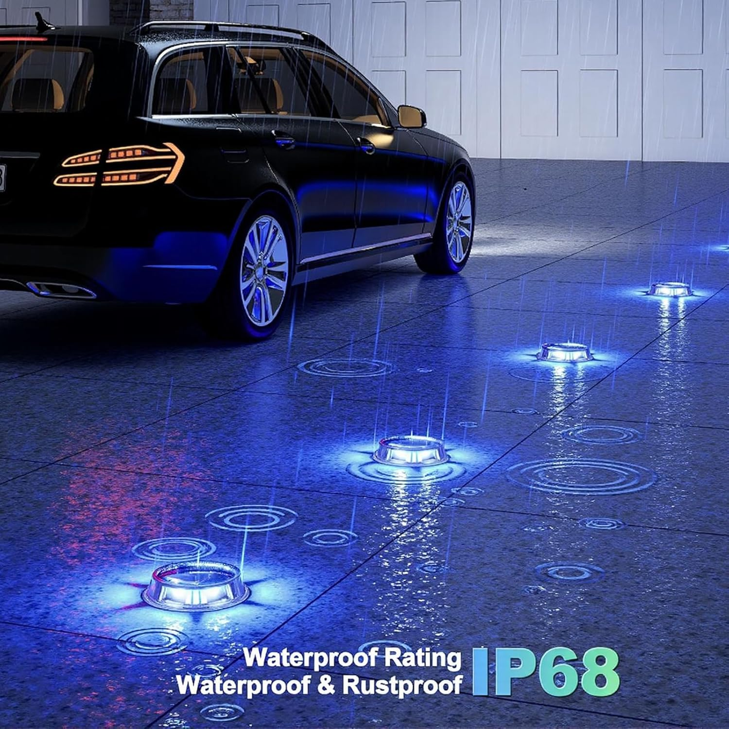 Solar Dock Lights IP68 Waterproof &ndash; 8 Color Outdoor LED Deck and Path Lights with 3 Lighting Modes,10-Ton Pressure Resistance, Long-Lasting 600Mah Battery for Garden, Steps, Driveway (2 Pack) image number 5