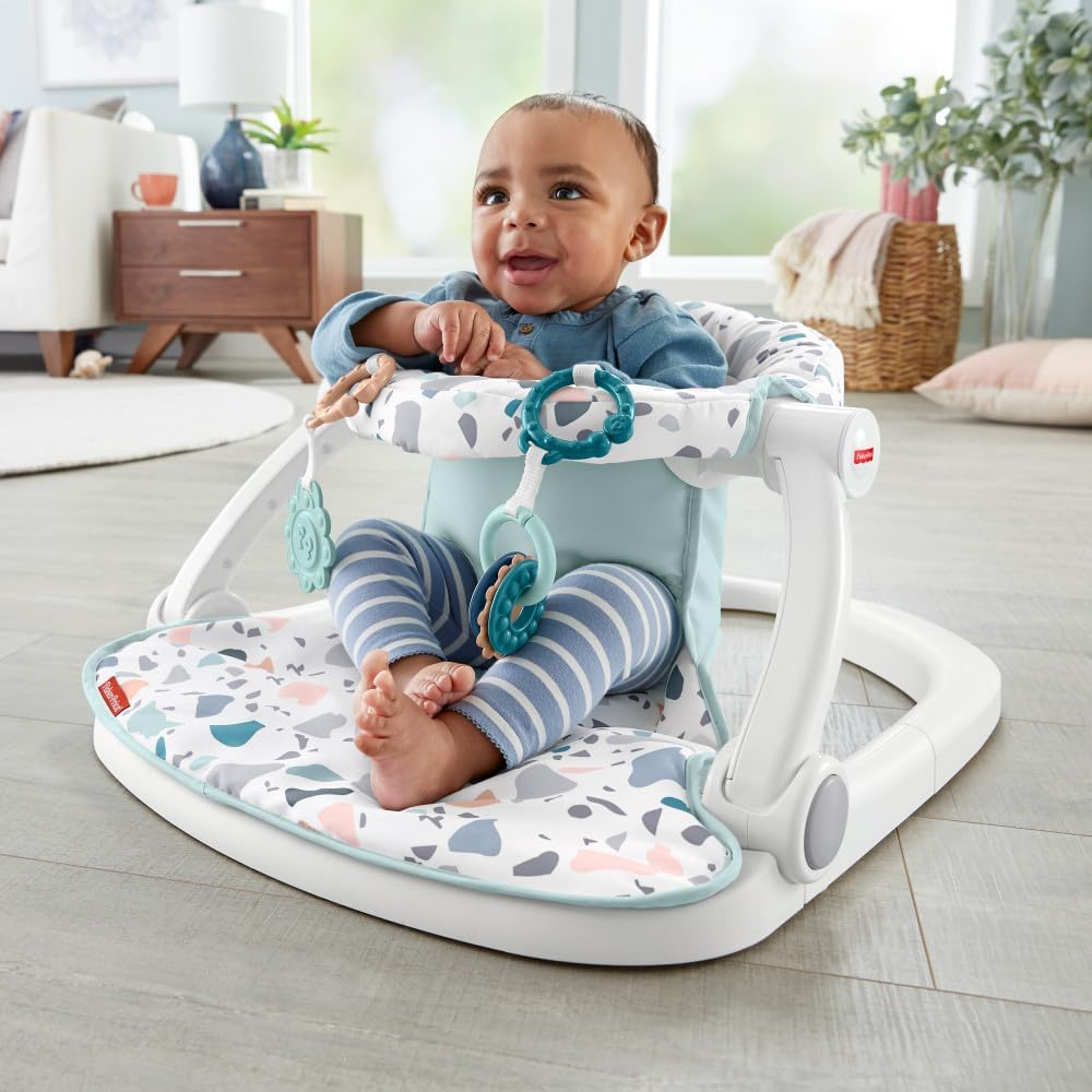 Fisher-Price Portable Baby Chair Sit-Me-Up Floor Seat with Removable Newborn Activity Toys & Pacific Pebble Machine Washable Pad image number 5