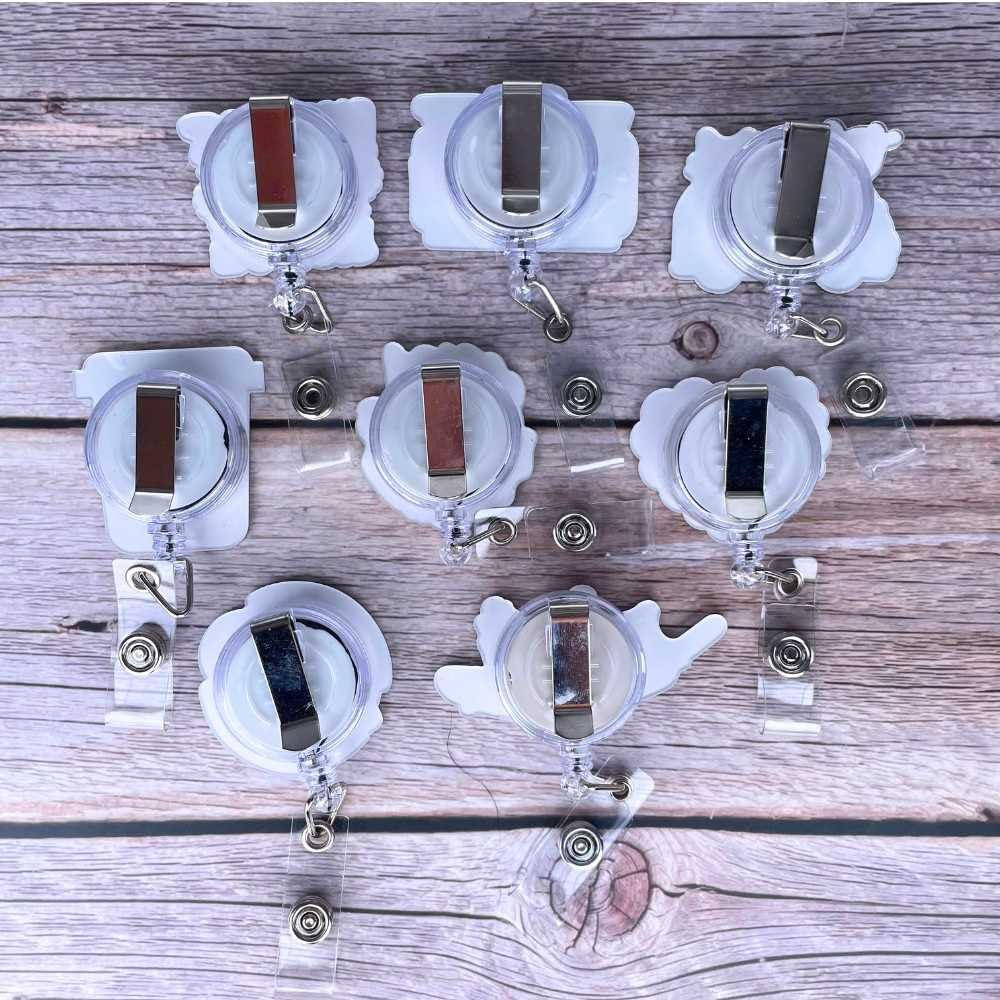 YJ Premiums 8PC Funny Cute Fun Badge Reel Holder ID Card Retractable Clip for Nurse Nurses Nursing Teacher Office Workers | Meme It&rsquo;S Fine Just My Face Job Descriptions Goose Bumps Gifts (Nurse) image number 3