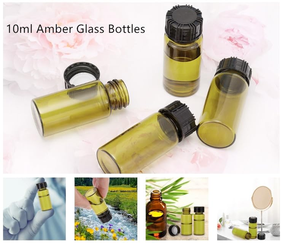 10Ml Amber Glass Bottles for Essential Oils, Chemistry Lab Chemicals, Colognes & Perfumes (10 Pieces) image number 3