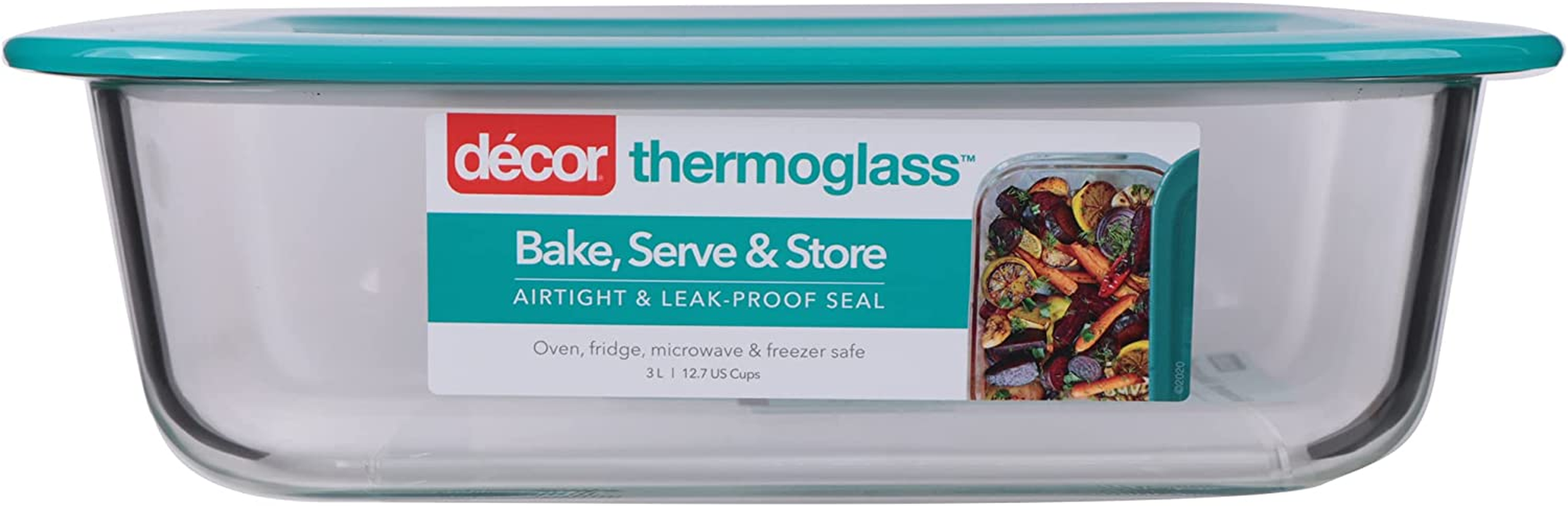 Decor Thermoglass Realseal Oblong Baking Dish with Lid, 3 Litre Capacity image number 1