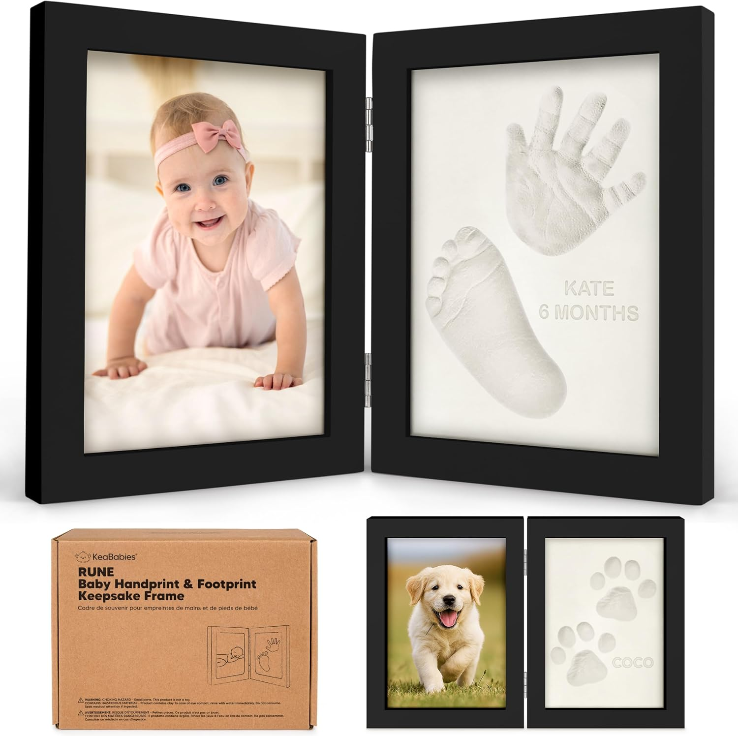 Personalized Baby Hand and Footprint Kit - Quick Dry Clay Foot and Handprint Kit, Newborn Nursery Picture Frame, New Mom Gifts for Baby Showers & Registry (Petal Pink)