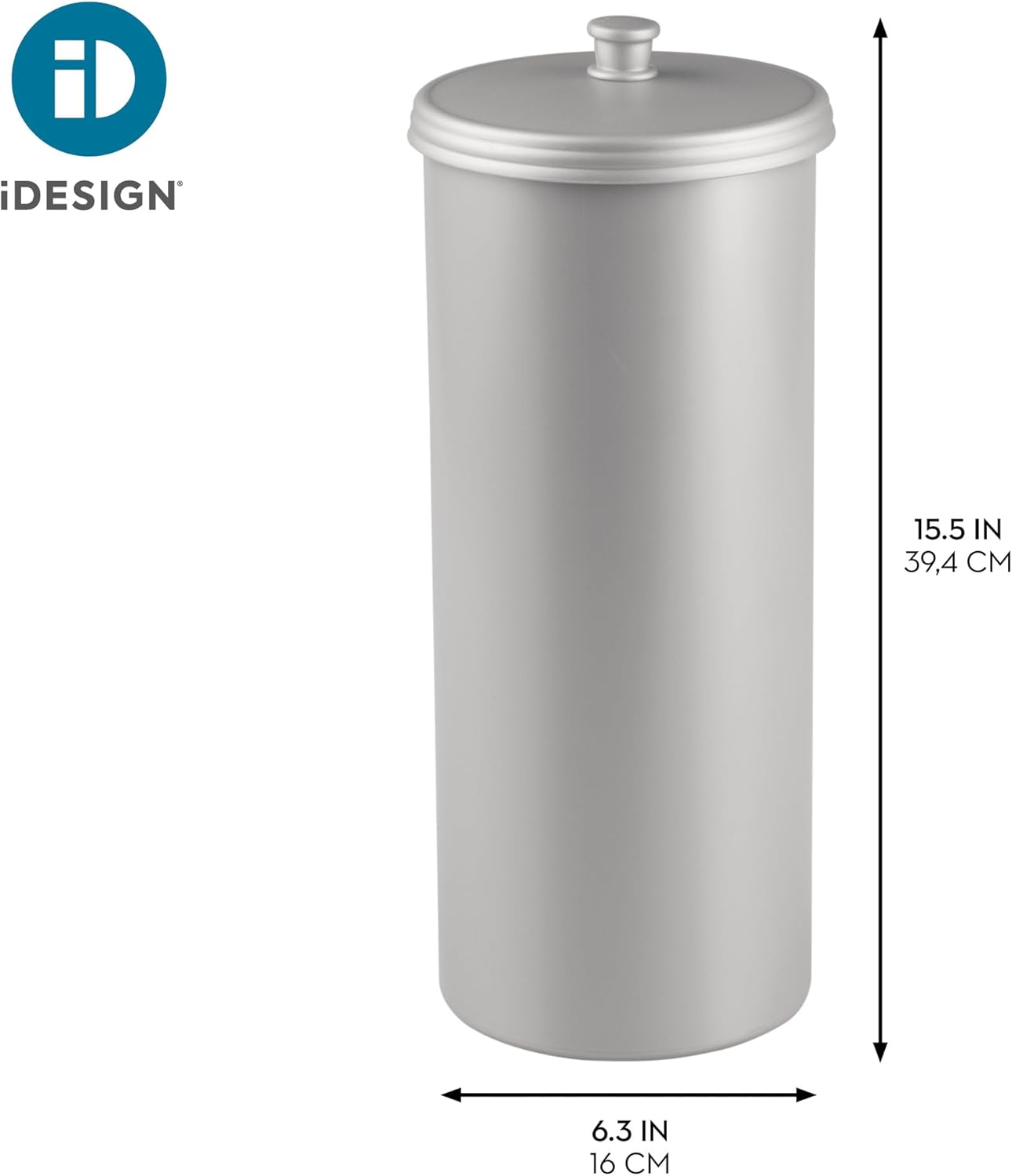 Interdesign Kent Bathware, Free Standing Toilet Paper Roll Holder for Bathroom Storage, Silver