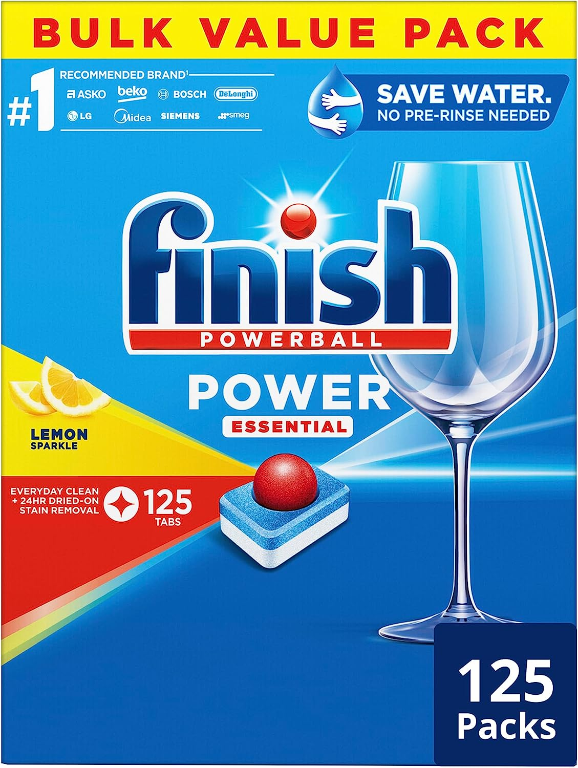 Finish Power Essential Dishwashing Tablets Lemon Sparkle 125 Pack image number 3