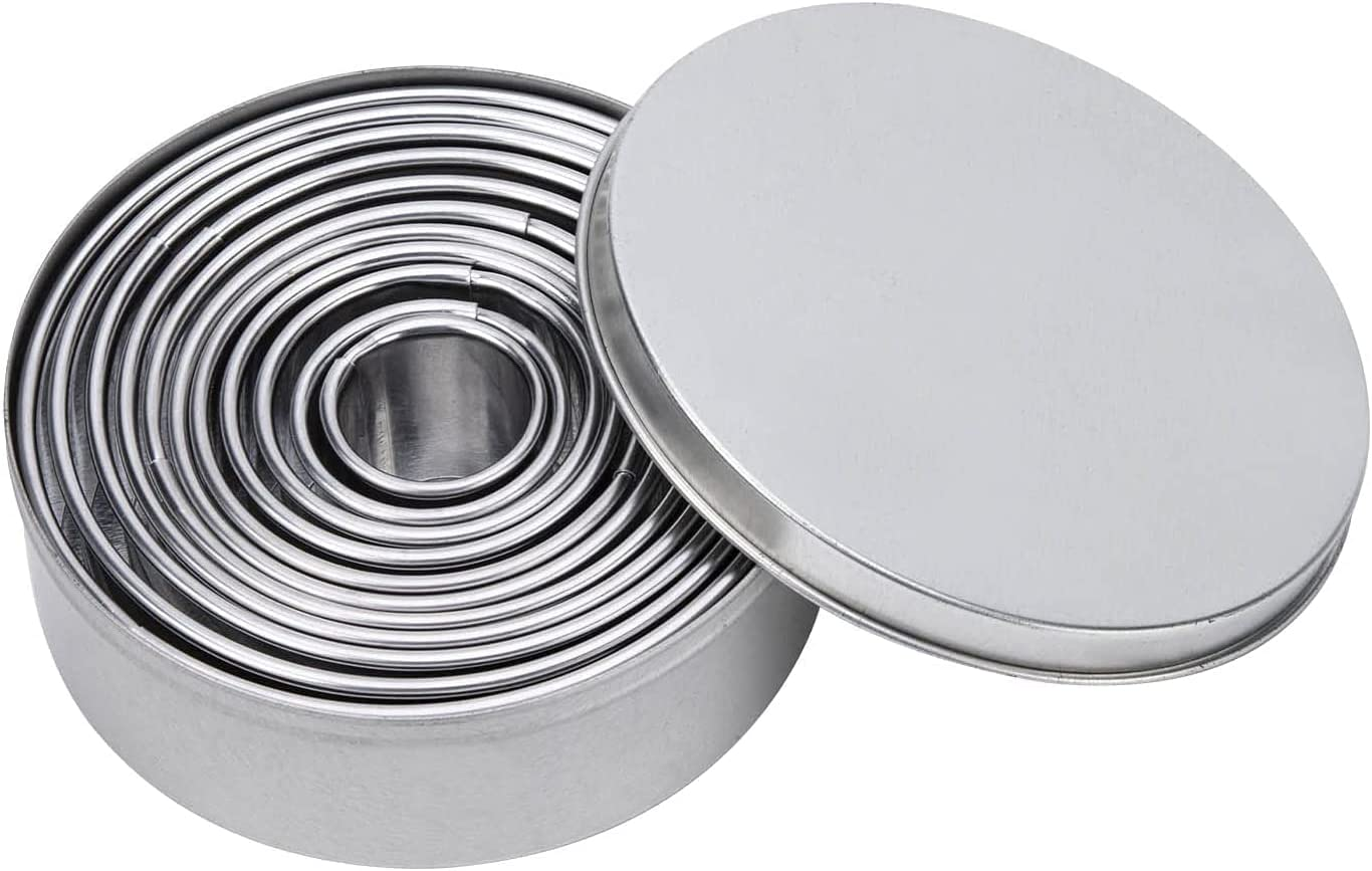 CMD 11 PCS Cookie Cutters, round Cookie Cutters Variety Pack, Stainless Steel for Cooking Baking Biscuit Cake Pastry Donut Cutter Ring Molds (11 Pack round 2-9CM/0.9-3.5IN.)
