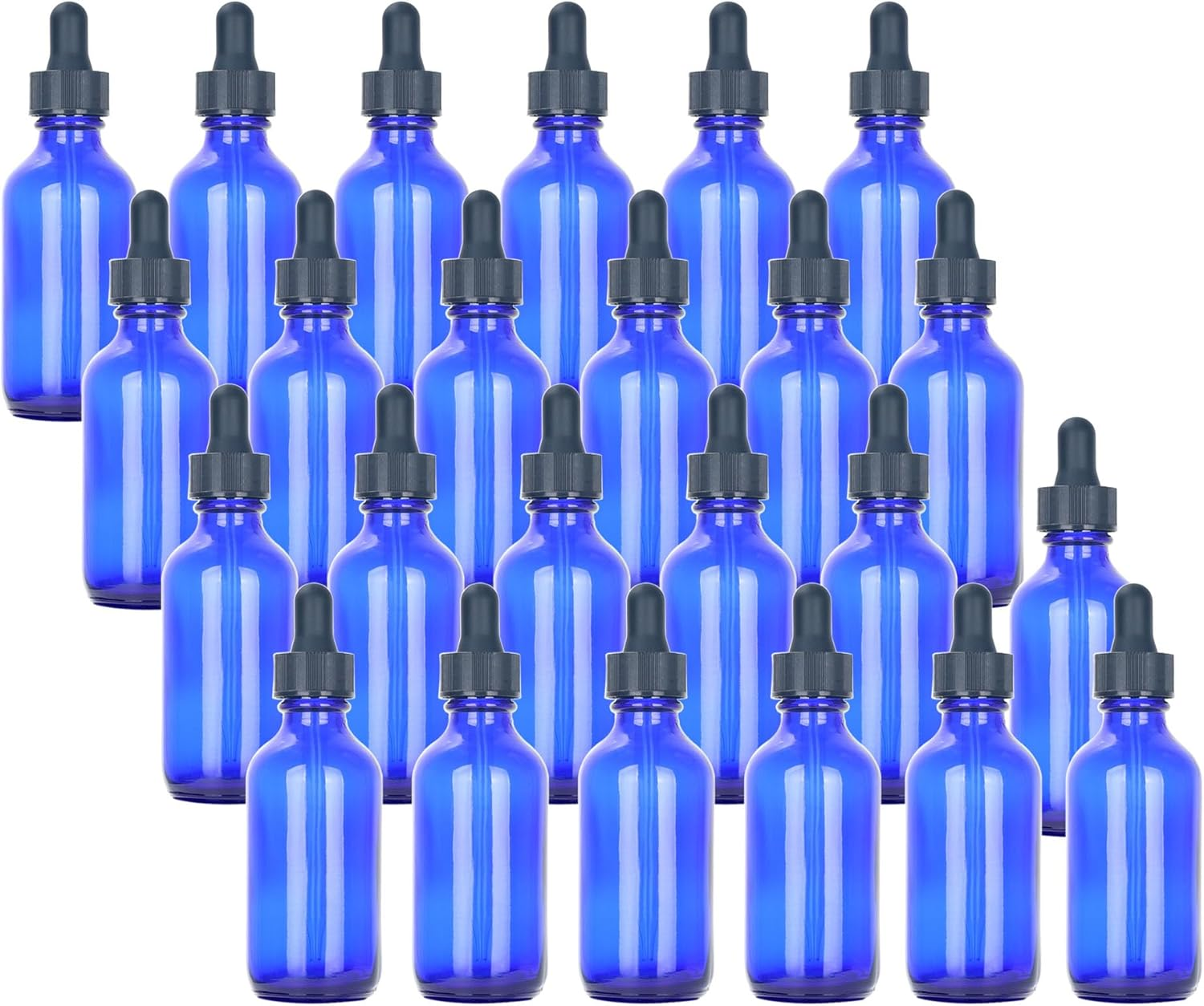 Magic Season Boston round Glass Bottles (Blue / 60 Ml with Droppers/ 24 Pcs)