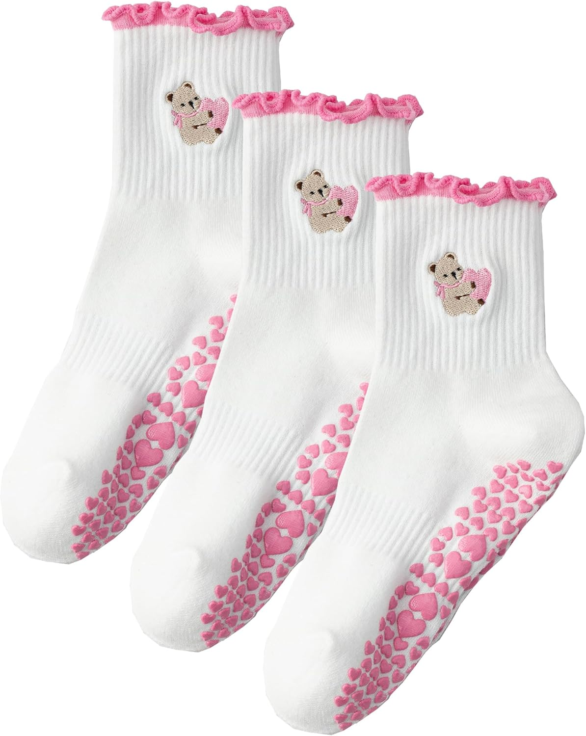 Pilates Socks with Non-Slip Grips Yoga Grippy Barre Workout Athletic Crew Anti-Slip Grip Socks for Women