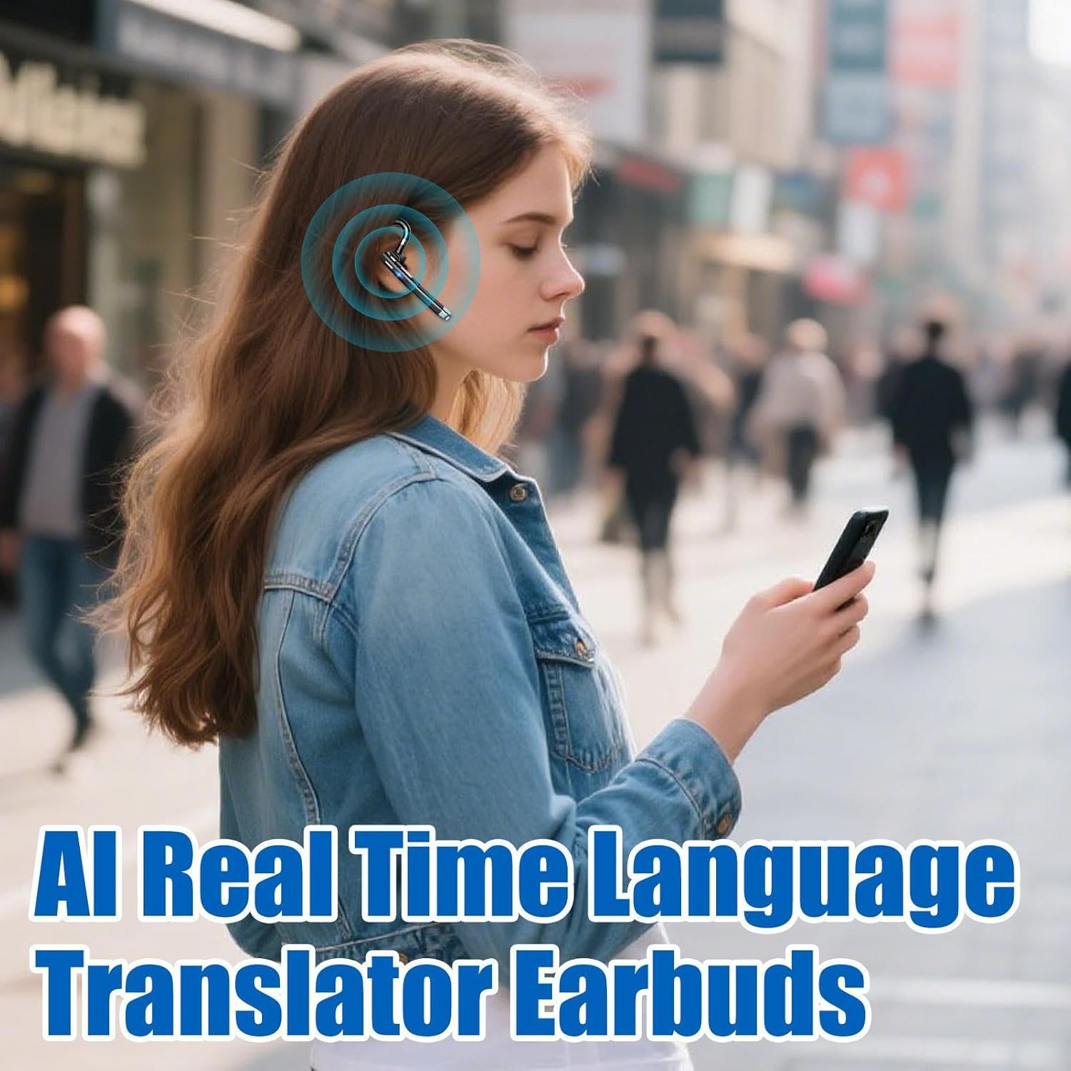 Shurzzesj Language Translator Earphones - High Precision Translation Headphones | Headphones Wireless Noise Reduction Translation Device for Workplace Business Travel School Learning Meeting Adults