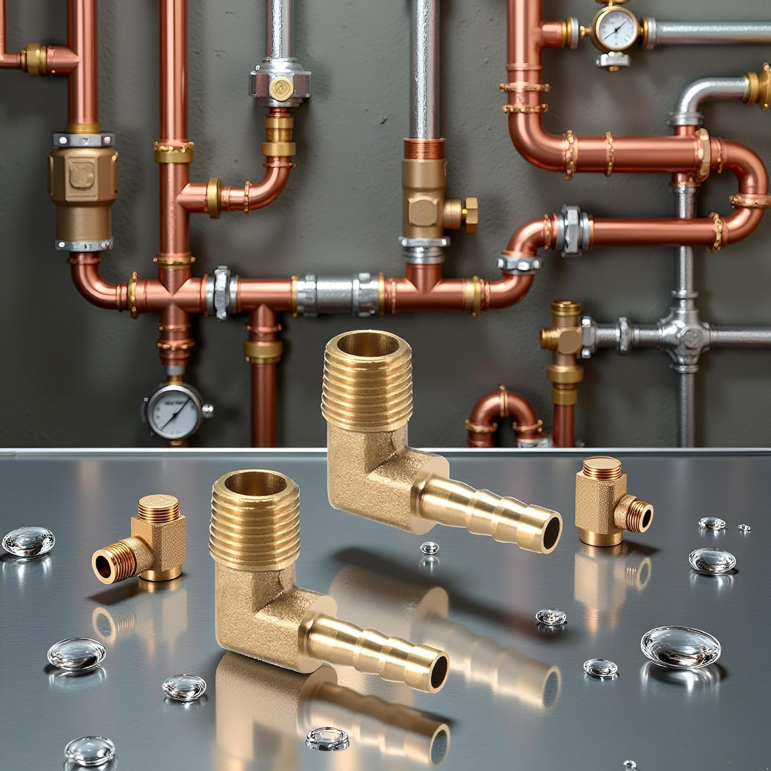 2Pcs Brass Hose Barbed Elbow Fitting 90 Degree Elbow 1/4" Hose Barb to 1/4" NPT Male Pipe Water/Fuel/Air Barbed Hose Fittings image number 6