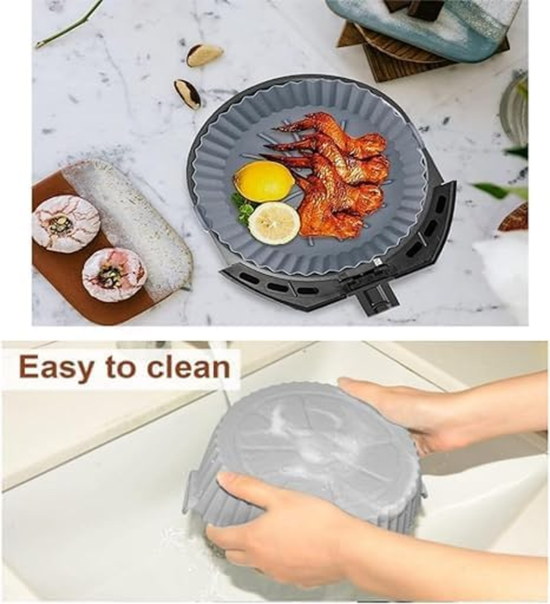 FUNNTY Air Fryer Silicone Liners,Round Silicone Tray 6.5 Inch, 3 Pack Air Fryer Silicone Baking Tray, Food Grade Air Fryer Silicone Pot, Reusable Airfryer Basket for Kitchen Oven Accessories image number 3