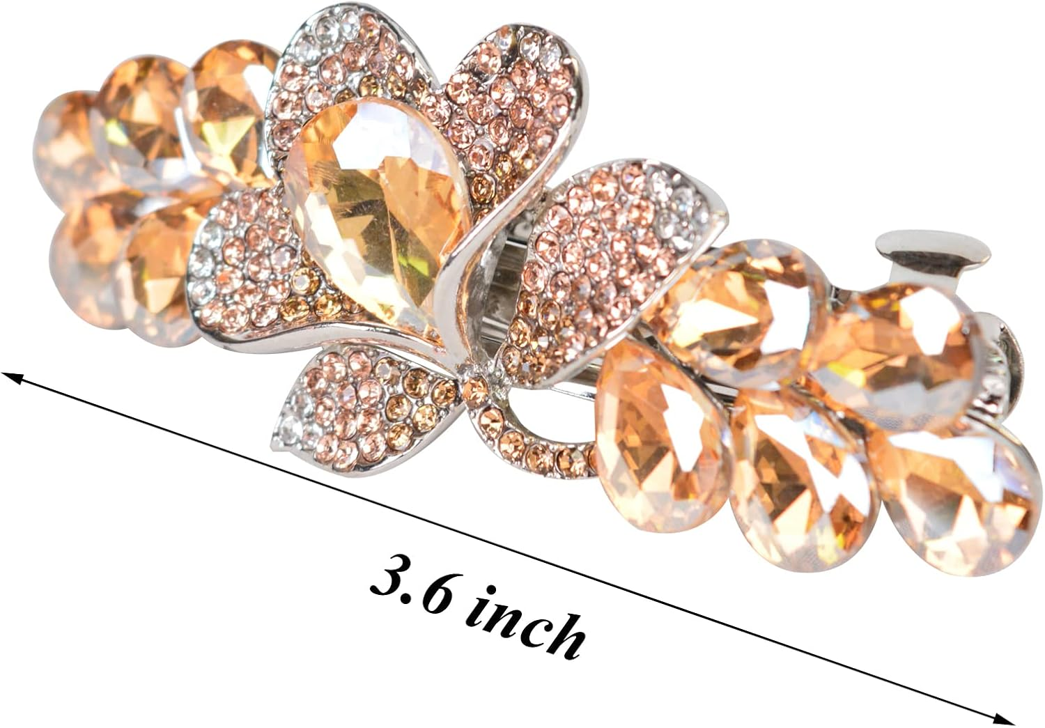 Sankuwen Flower Luxury Jewelry Design Hairpin Rhinestone Hair Barrette Clip(Style C,Champagne) image number 3