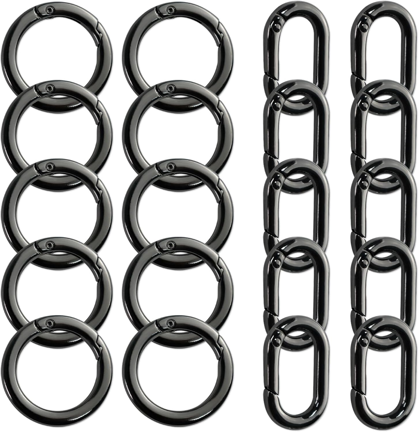 20 Pcs Small Carabiner Clip, Metal Oval Carabiner, round Clips Key Ring Clip, Quick Release Car Key Ring Suitable for Wallet, Purse, Bag, Charms, Keychains, Outdoor Camping
