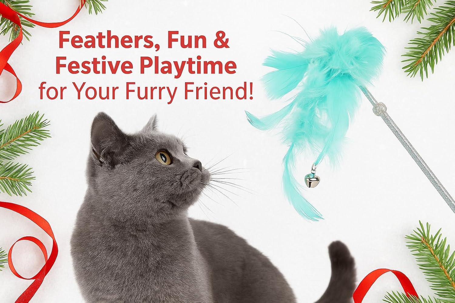 Flamingo KS Bovee Cat Fishing Pompom + Feather 40 X 12 X 25 Cm Assortment Display image number 2