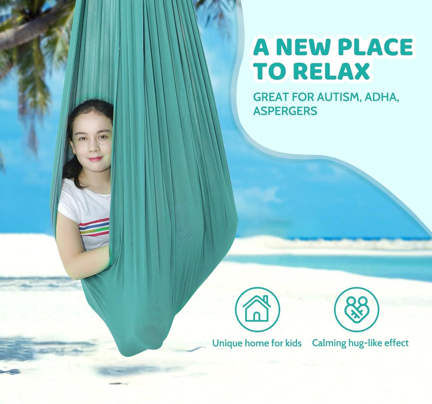 TOPARCHERY Indoor Therapy Swing W/More Special Needs, Cuddle Hammock Ideal for Autism, ADHD, Aspergers and Sensory Integration Snuggle Swing Hammocks (Green) image number 6