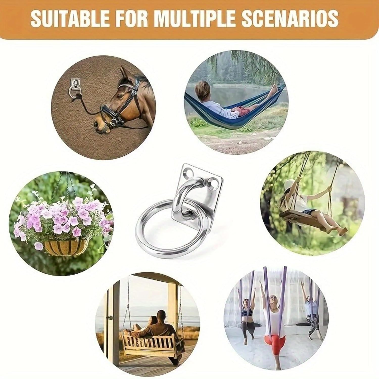 4Pcs Stainless Steel Hook, Heavy Duty Hanging Hardware, Boat Cabin Accessories, Swing, Aerial Yoga, High Load Capacity & Rust-Resistant, Ideal for Indoor/Outdoor Installation image number 2
