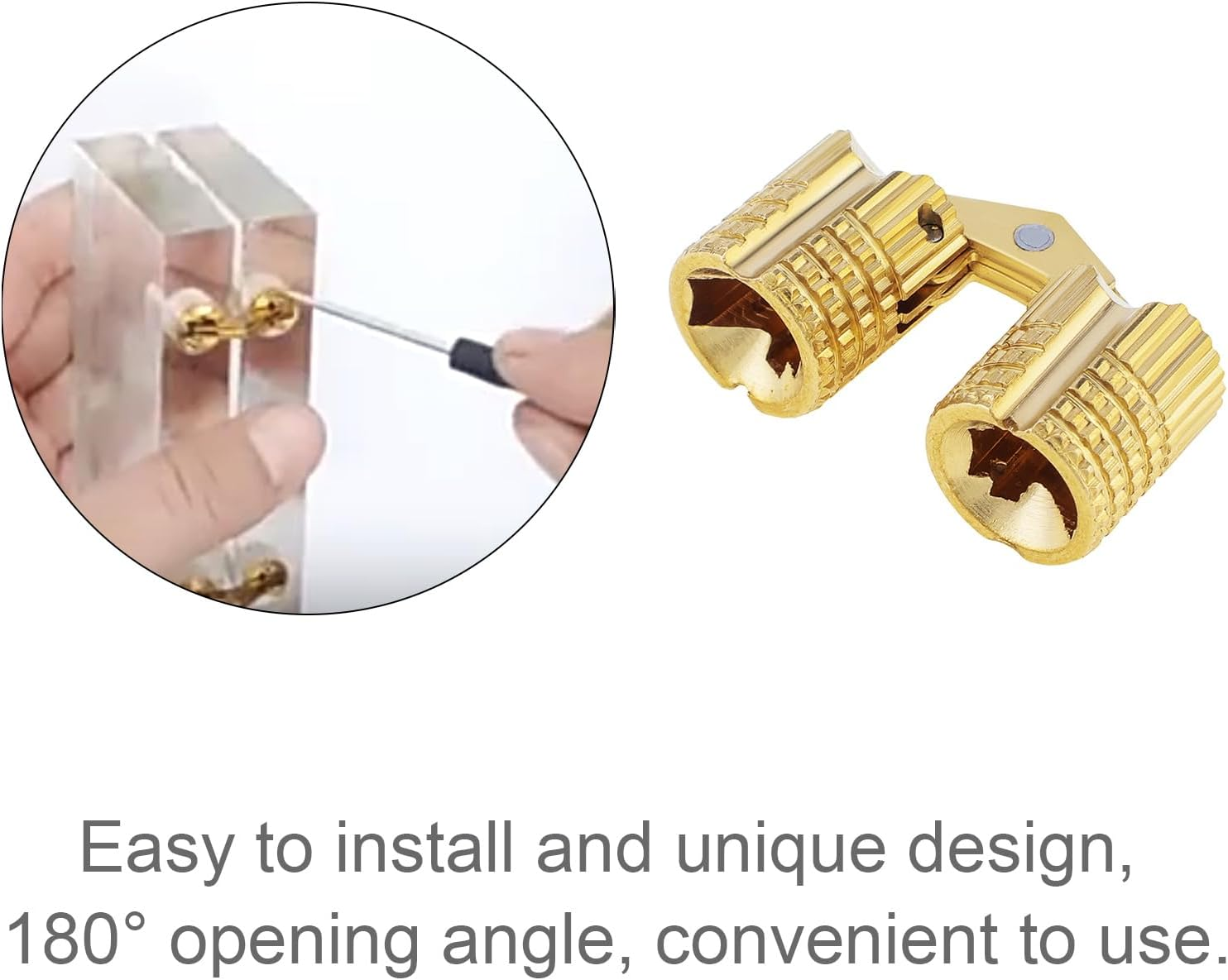 8Pcs 8 Mm Hidden Brass Barrel Hinges, 180 Degree Opening Angle Concealed Furniture Hinges for DIY Jewelry Box Hand Craft (8, 8Mm) image number 1