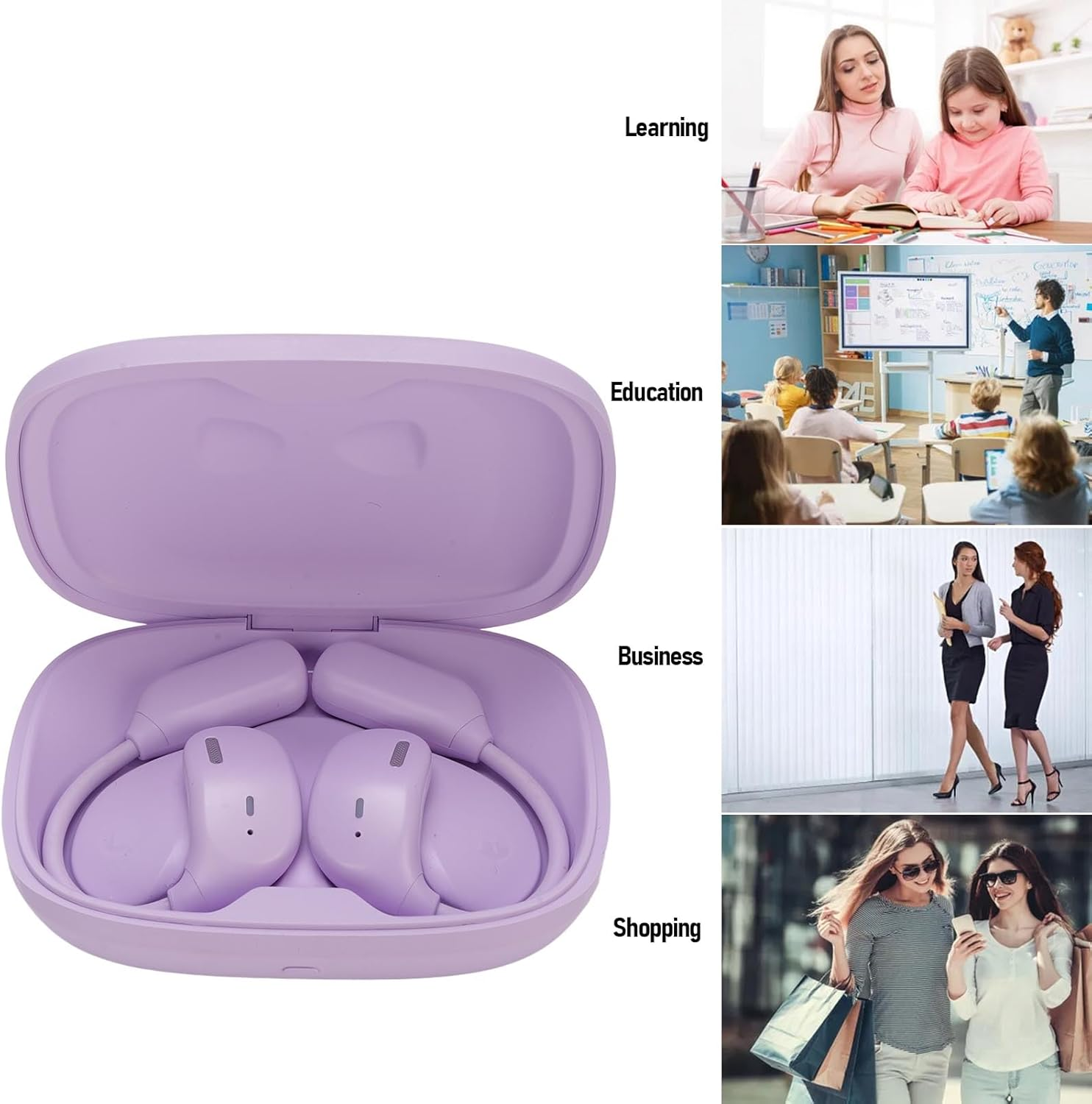 Asixxsix AI Translation Earbuds, 144 Language Real Time Translation Earbuds with Charging Case, 4 Modes, 2 Way Bluetooth Earphones for Learning Travel Business