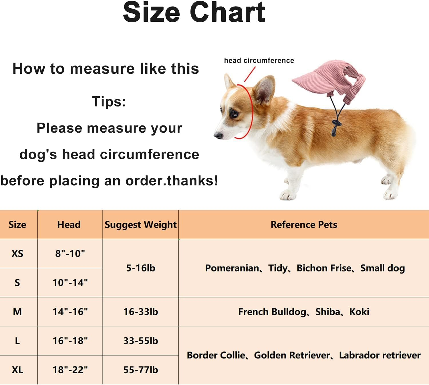 Generic Dog Cap, Thickened Corduroy Sunscreen Hat with Ear Holes Chin Strap for Cats Dogs (Pink, L) image number 5