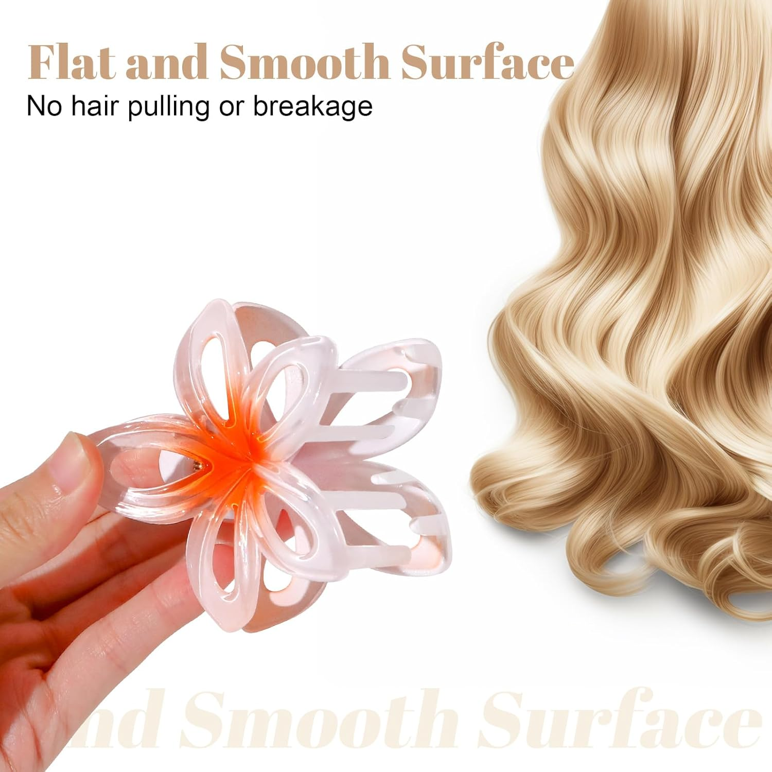 Euqvunn Flower Hair Clips 6Pcs, Hair Claw Clips Flower Claw Clips for Thick Hair, Hawaiian Flower Clips for Hair Non-Slip, Plumeria Hair Accessories Hairstyle Gifts for Women and Girl image number 5