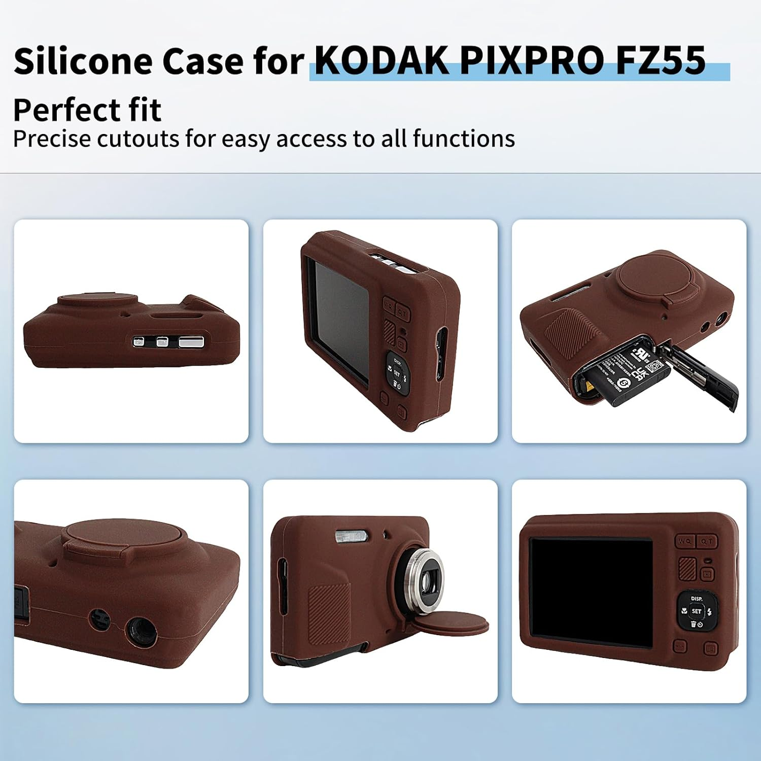 VOVMOEYA Camera Case for Kodak PIXPRO FZ55 with 2 Screen Protectors and 1 Hand Strap, Silicone, Soft Protective Lightweight - Black image number 6