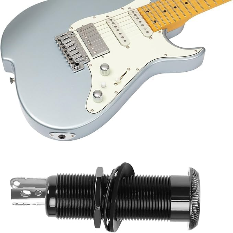 2 Pcs Black 1/4 Inch Stereo Barrel Jack Sockets, Input Output End Pin Socket for Electric Guitar Bass Instrument Accessories (Black) image number 2