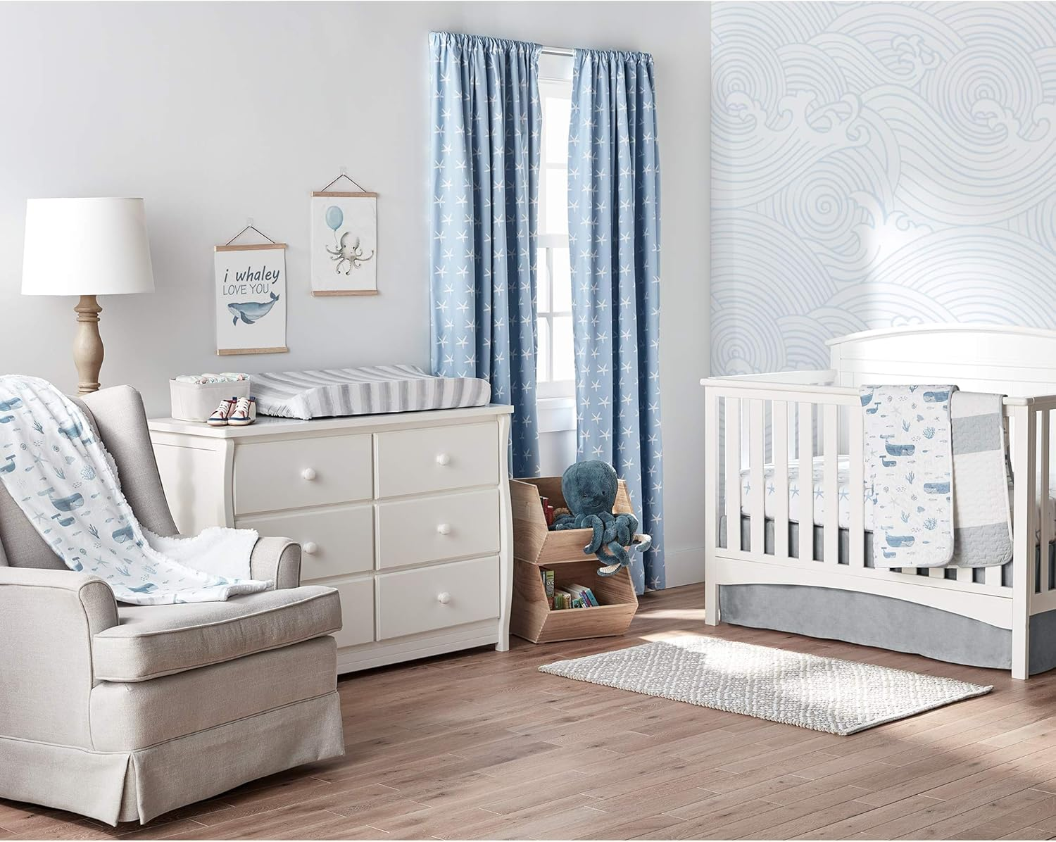 Lush Decor Seaside Starfish Blackout Window Curtain Single Panel, Blue image number 2