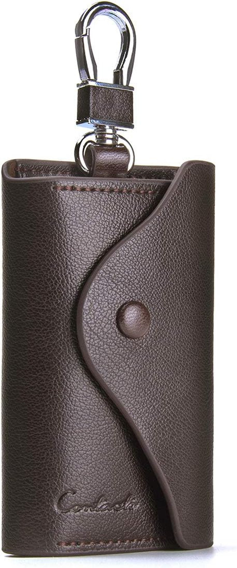 Contacts Car Key Case for Men and Women Small Leather Key Holder Key Cover with 6 Keychains image number 2