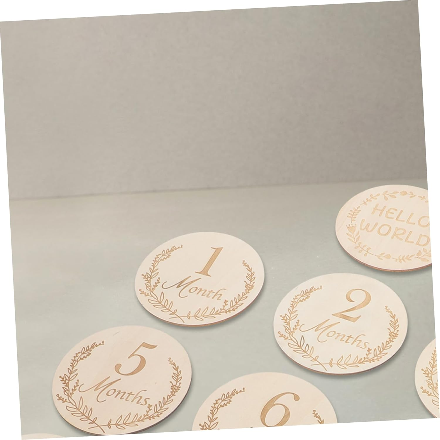 14Pcs Wooden Monthly Milestone Cards Photo Props for Newborn Growth Recording with Unique Design and Fine Grain Unisex Announcement image number 4