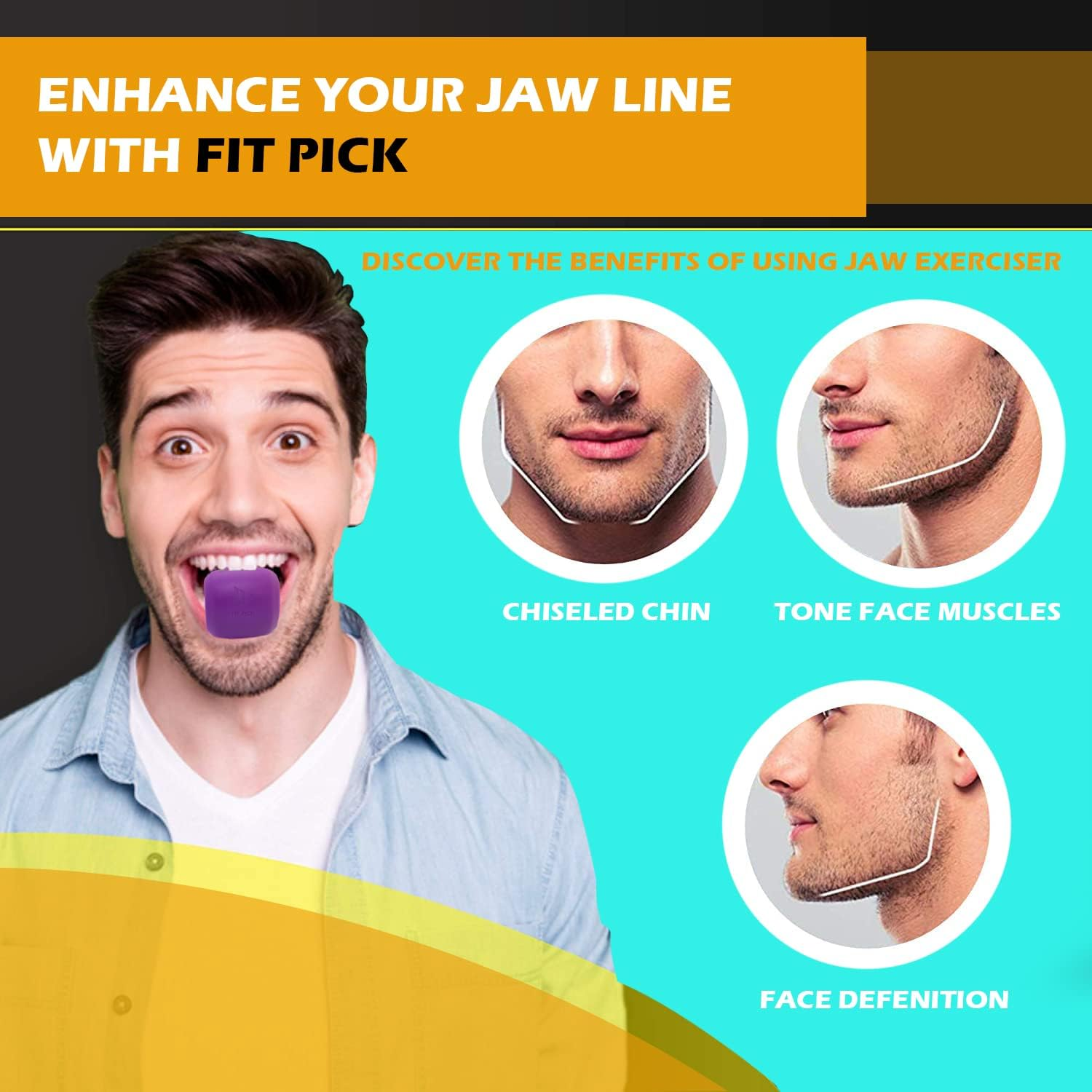 FIT PICK Pro Jawline Exerciser Tool Men&Women,Tones Face,Jaw&Neck,Jaw Exerciser Help Defines Jawline,Jawline Exerciser Helps Reduce Craving Stress Jaw Liner Tools for Men&Women,Jawline Shaper image number 6