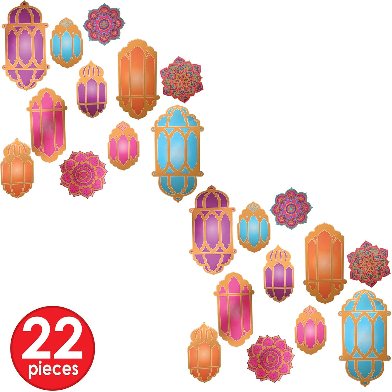 Beistle Foil Lantern & Mandala Cutouts, 22 Piece, 6.75"-15", Multicolored image number 2