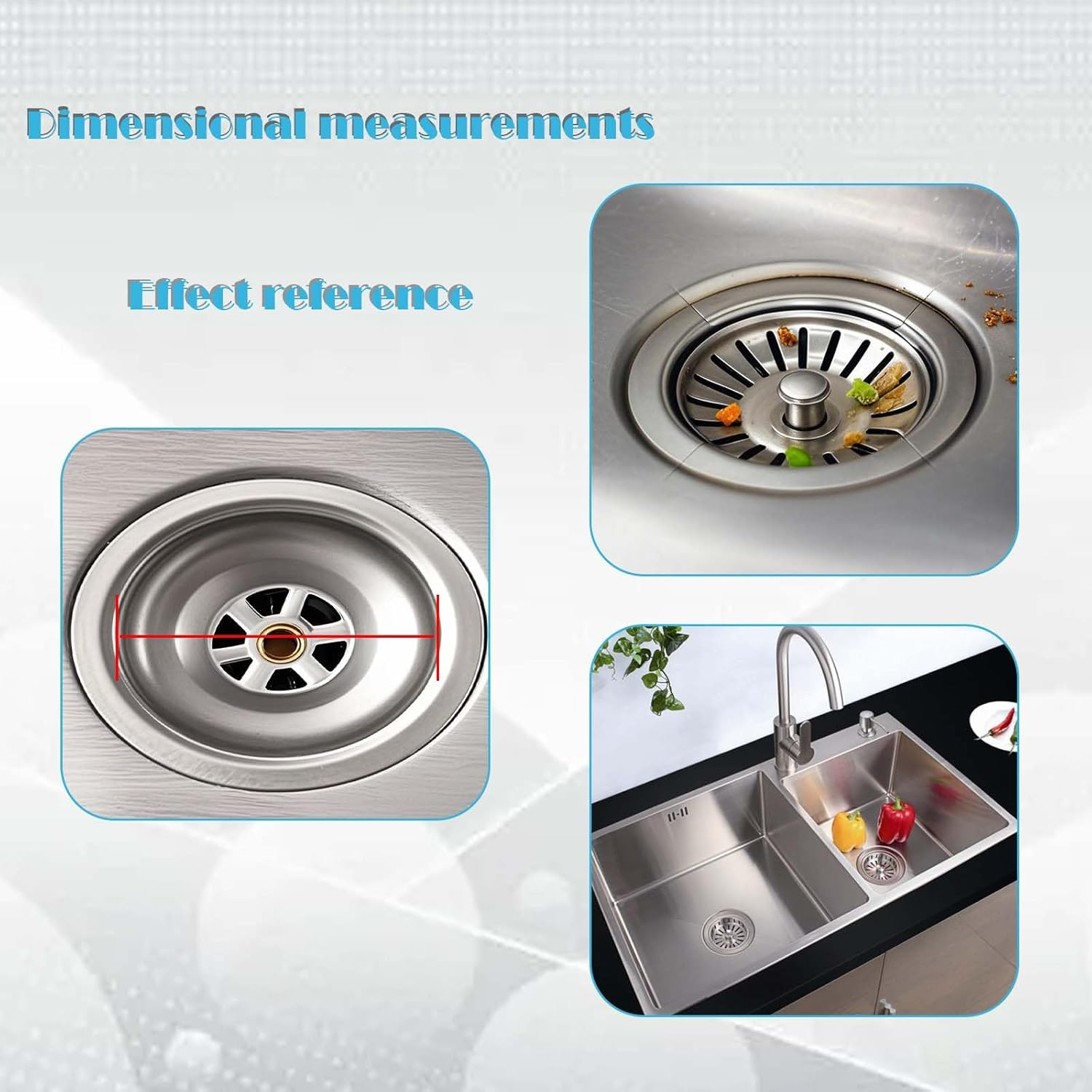 2 Pack Sink Strainer Plug, 79Mm 304 Stainless Steel Kitchen Sink Waste Plug Drain Stopper Basket Filter, Rust-Proof Strainer for Kitchen & Bathroom Sink Drainage image number 6