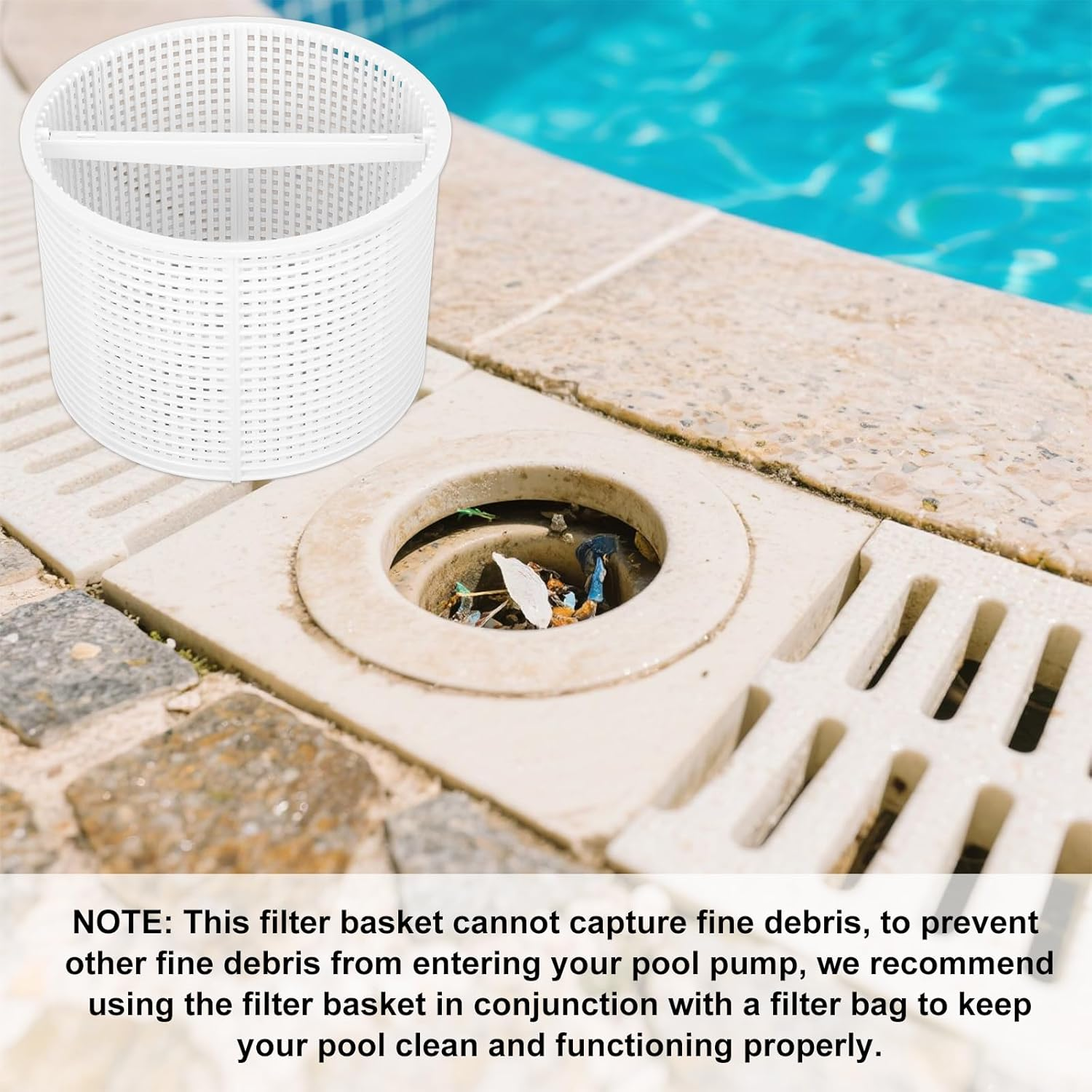 Pool Skimmer Basket Replacement, Swimming Pool Strainer Filter Basket Skimmer Accessories Compatible with Hayward SPX1082CA Fits Models SP1082 SP1083 SP1084 SP1085 SP1086 B-152 (White) image number 6