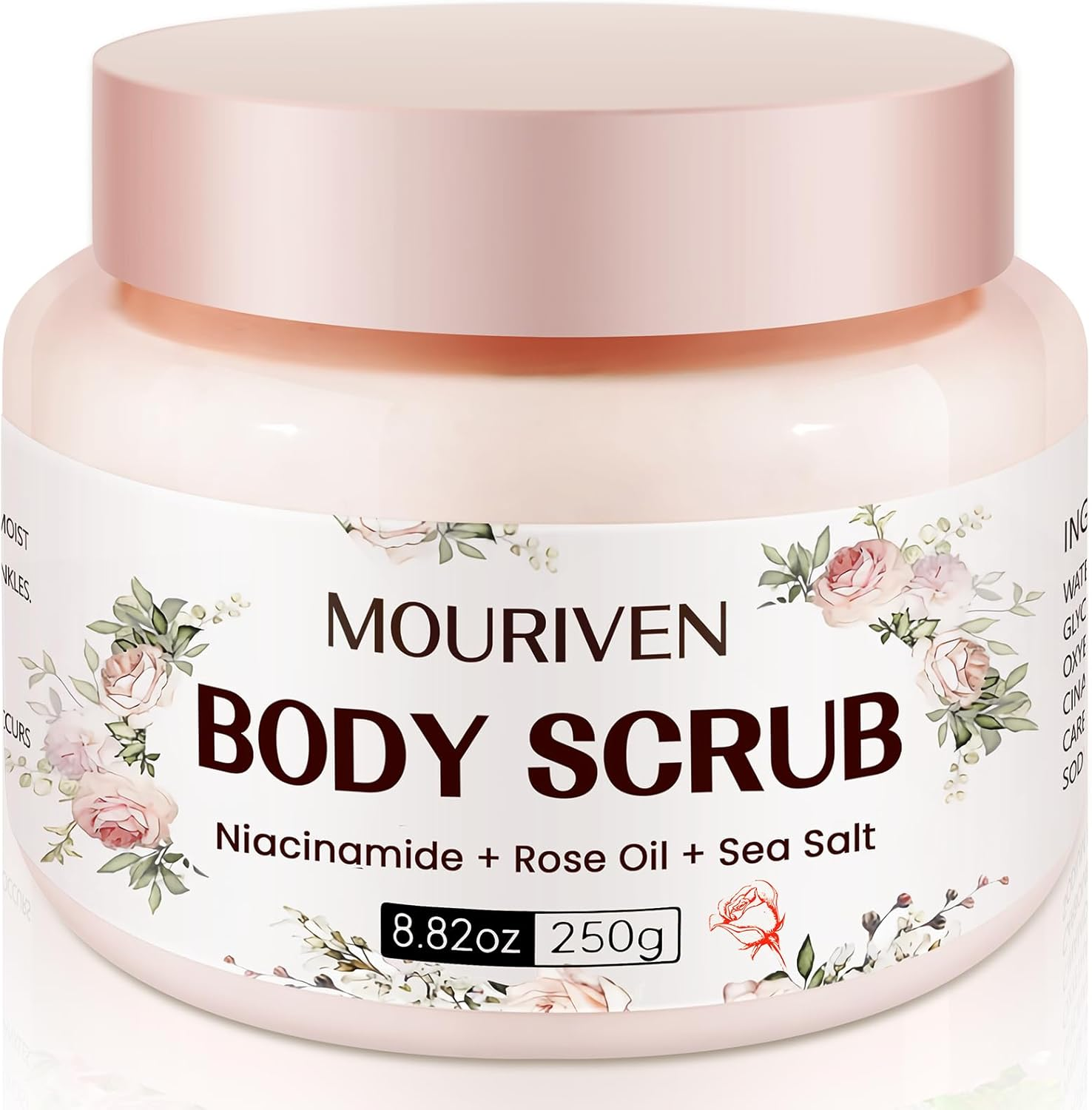 Niacinamide Exfoliating Body Scrub - Rose Scrub with Niacinamide, Rose Oil and Seal Salt - Hydrating & Smooths Skin, Suitable for Sensitive Skin - 8.82Oz image number 5