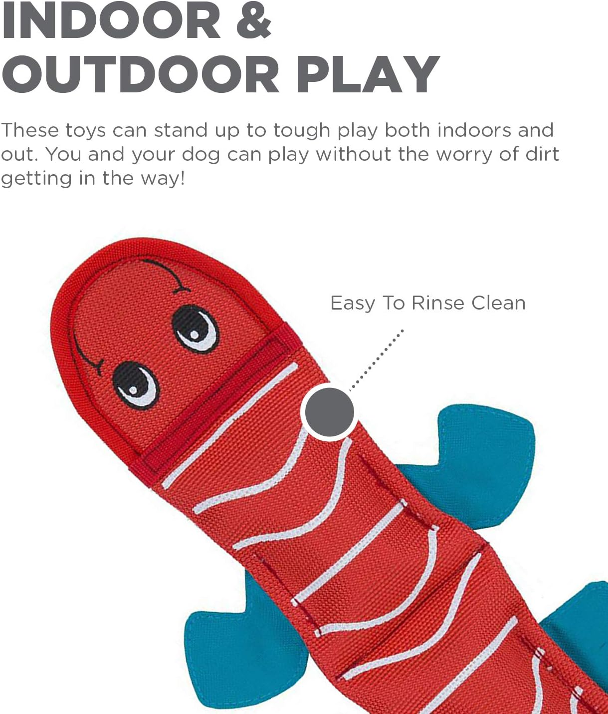 Outward Hound Fire Biterz Red Lizard Plush Firehose Material Interactive Dog Toy, Medium image number 3