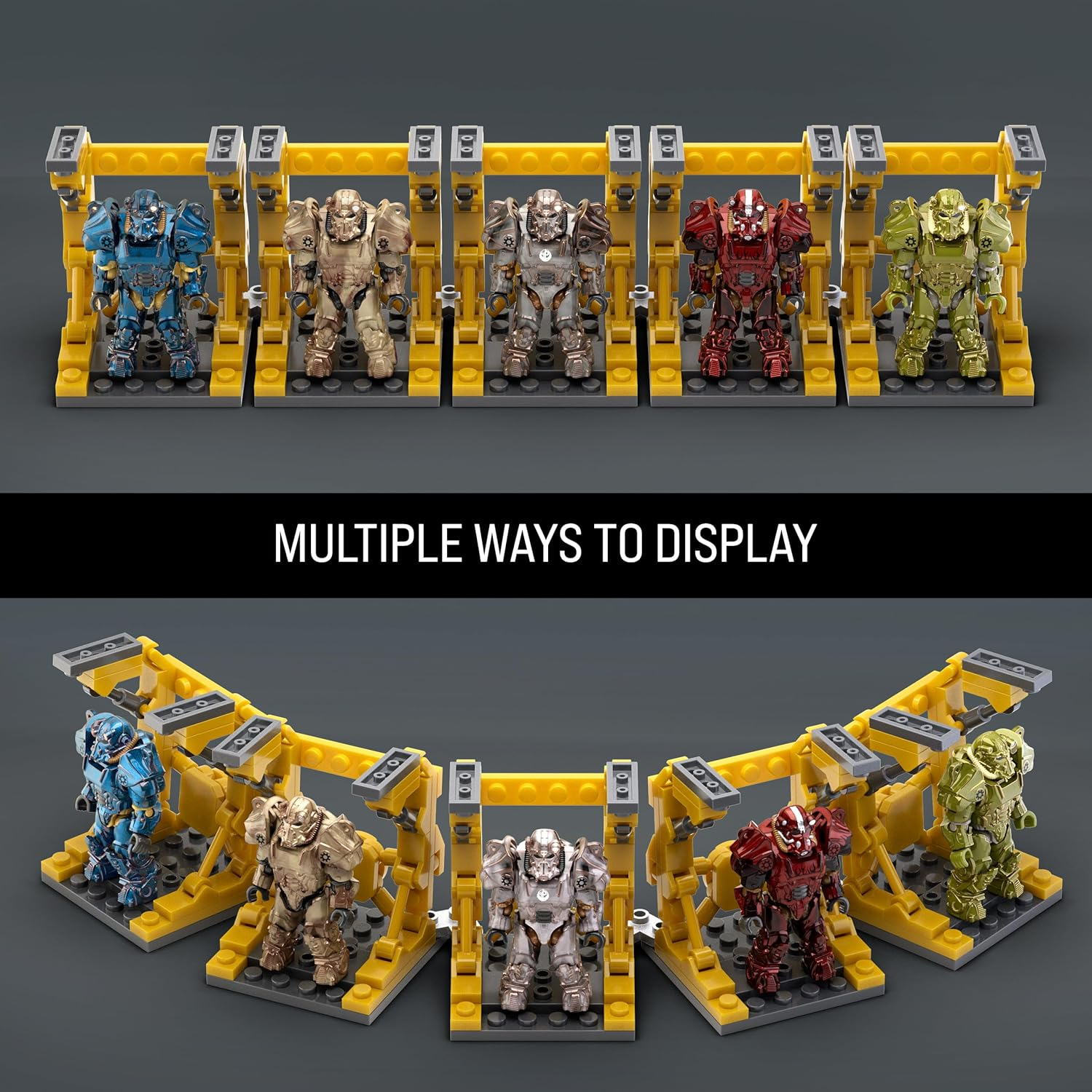 MEGA Fallout Action Figure Building Toy, T-60 Power Armor Collection with 327 Pieces, 5 Micro Action Figures and Accessories, for Collectors image number 1